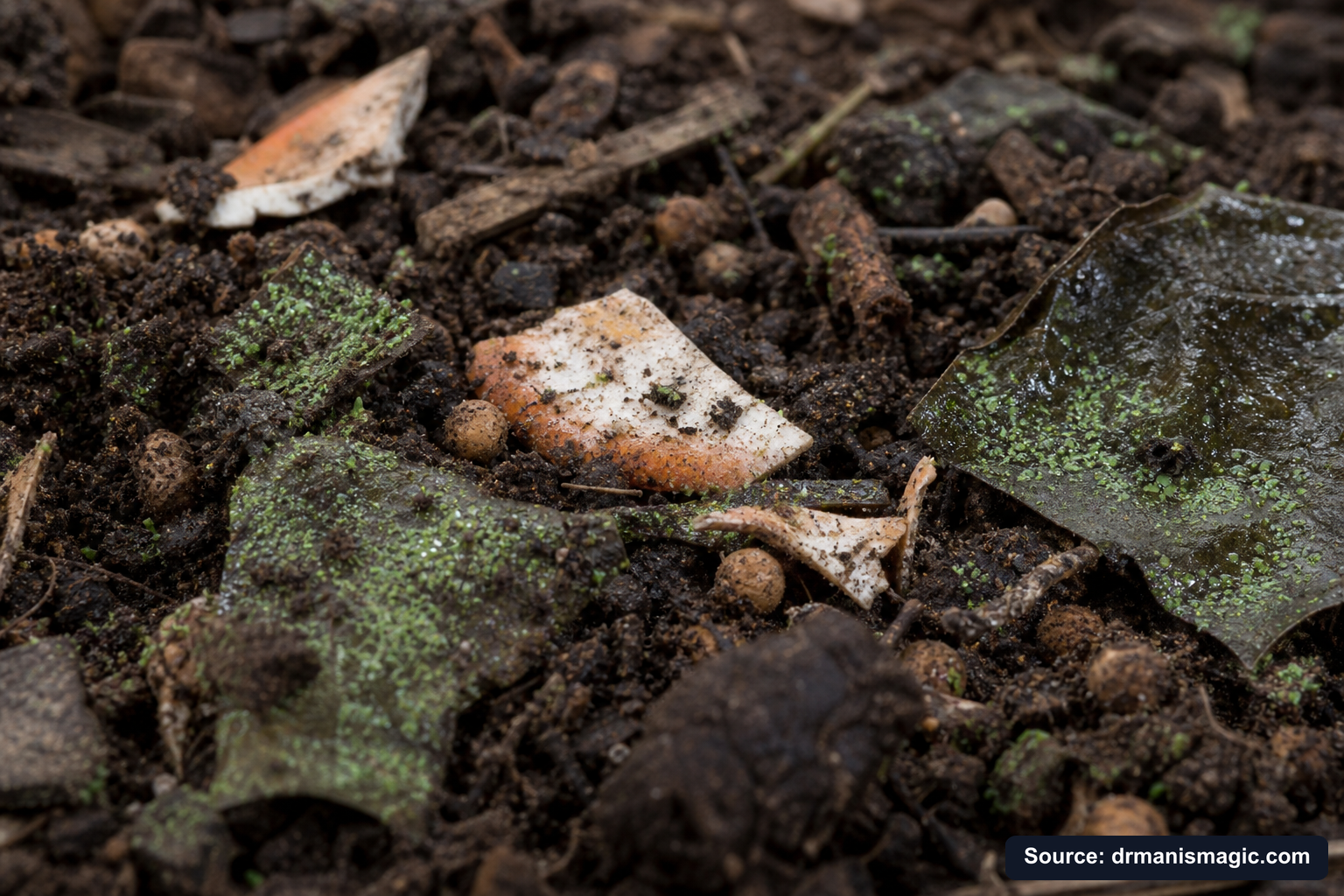Organic fertilizer feeding soil microbes around plant roots