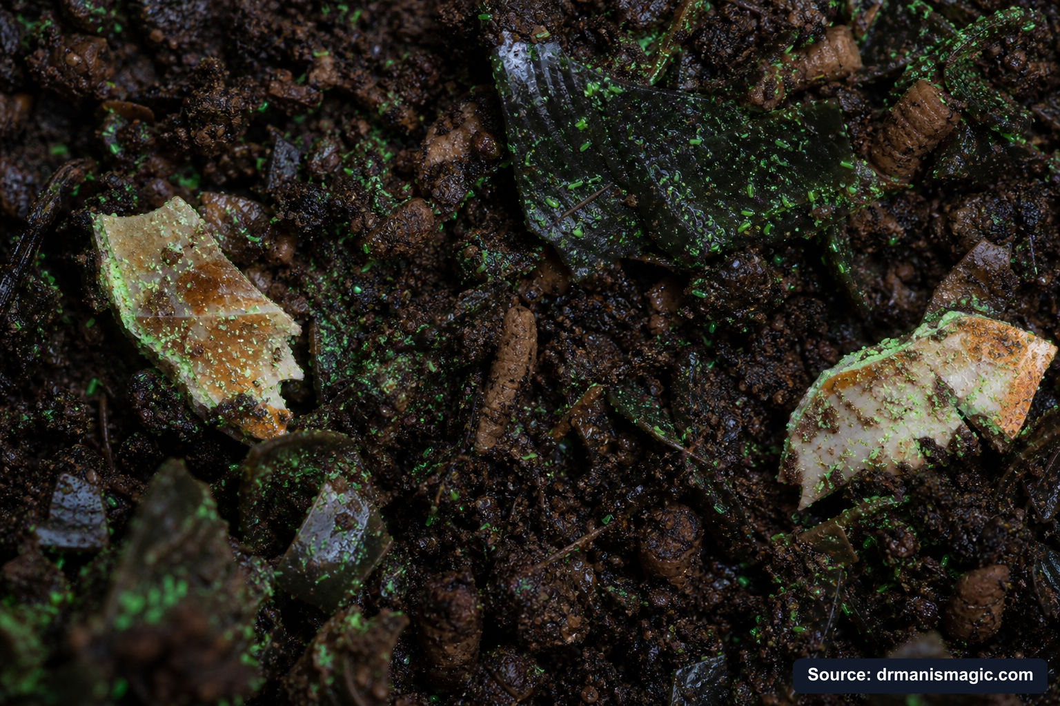 Organic fertilizer feeding soil microbes around plant roots