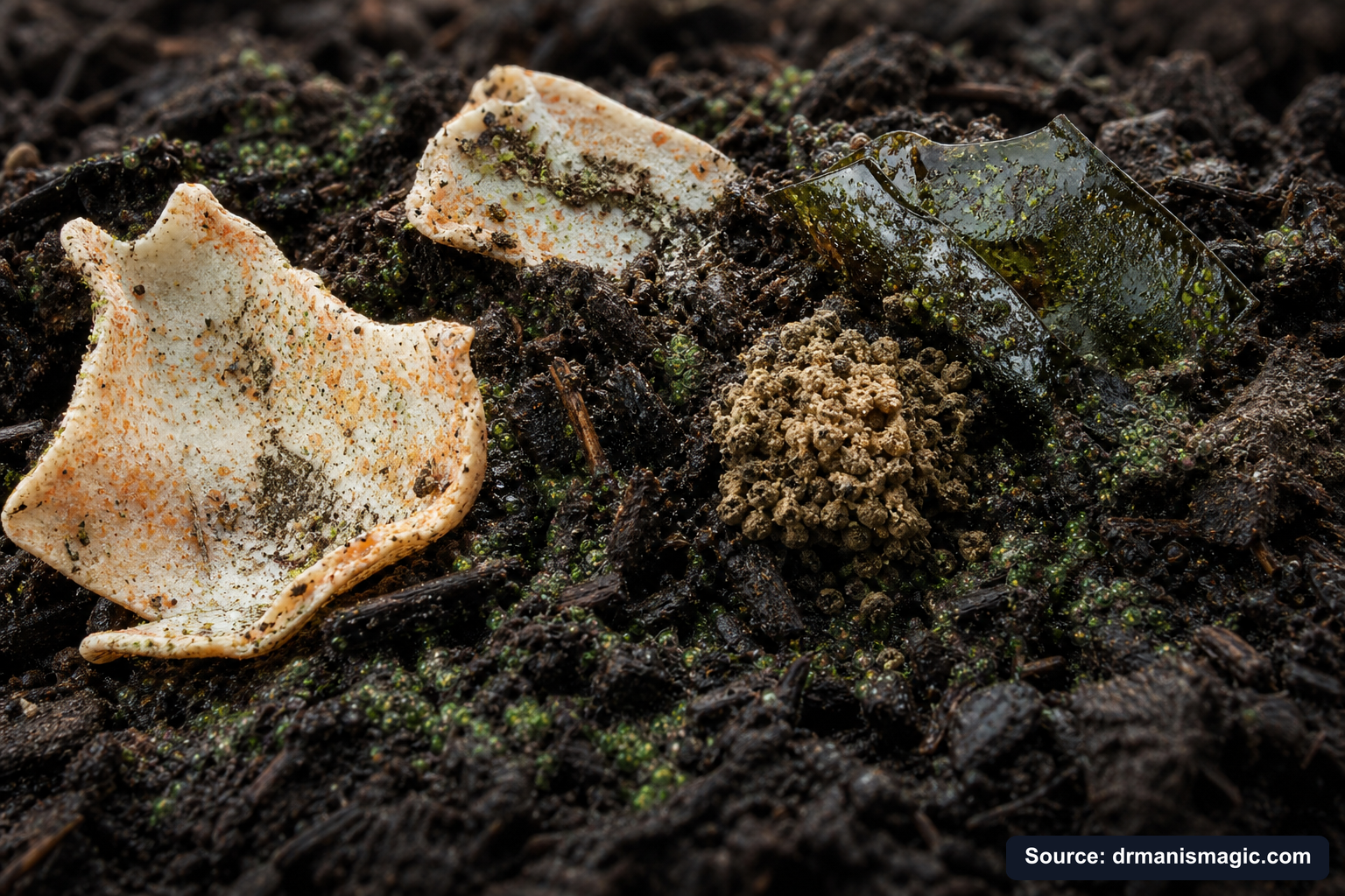 Organic fertilizer feeding soil microbes around plant roots