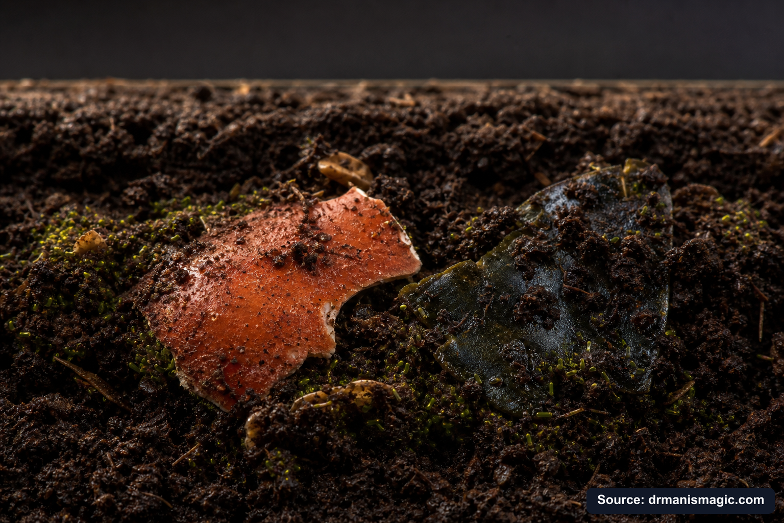 Organic fertilizer feeding soil microbes around plant roots