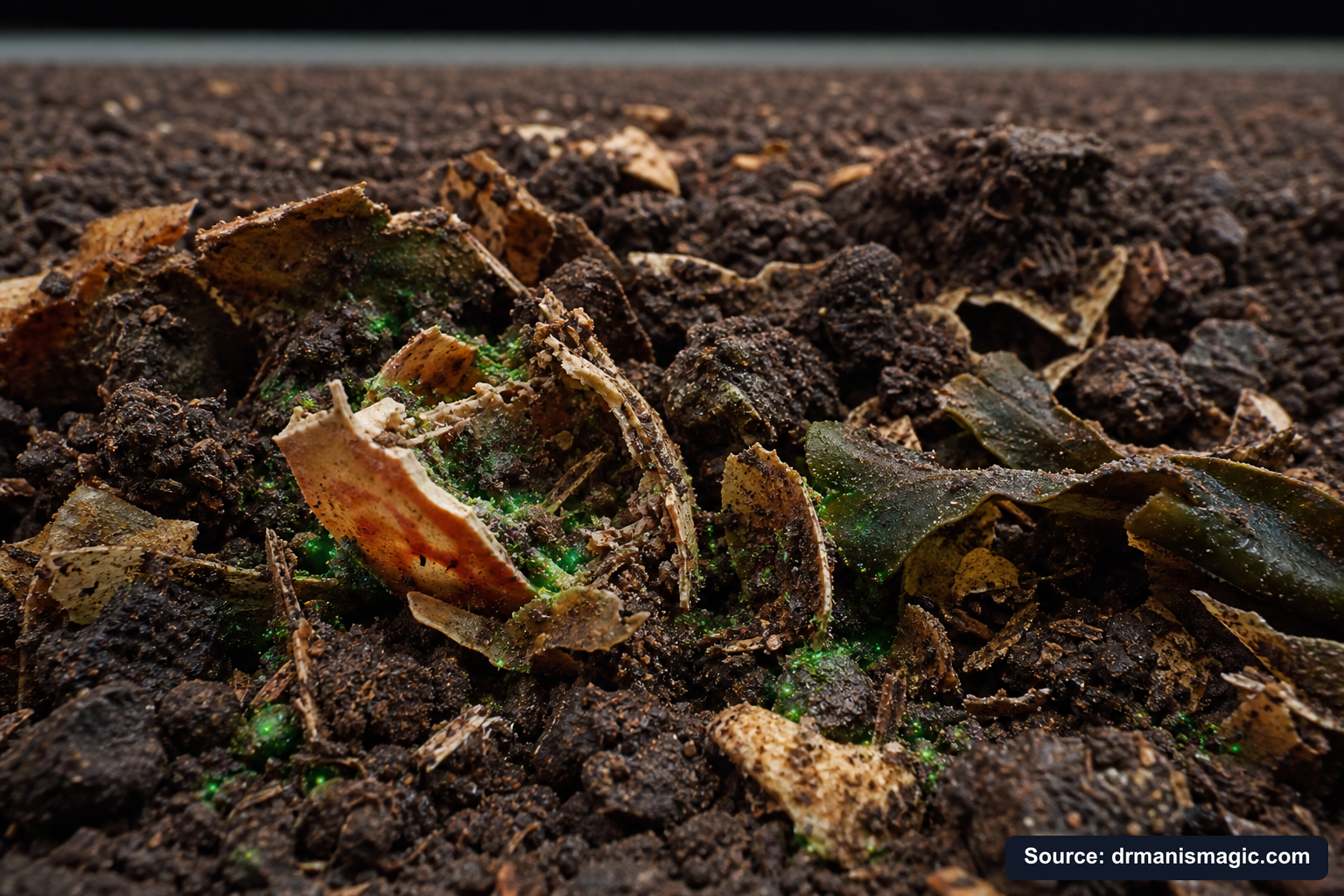 Organic fertilizer feeding soil microbes around plant roots