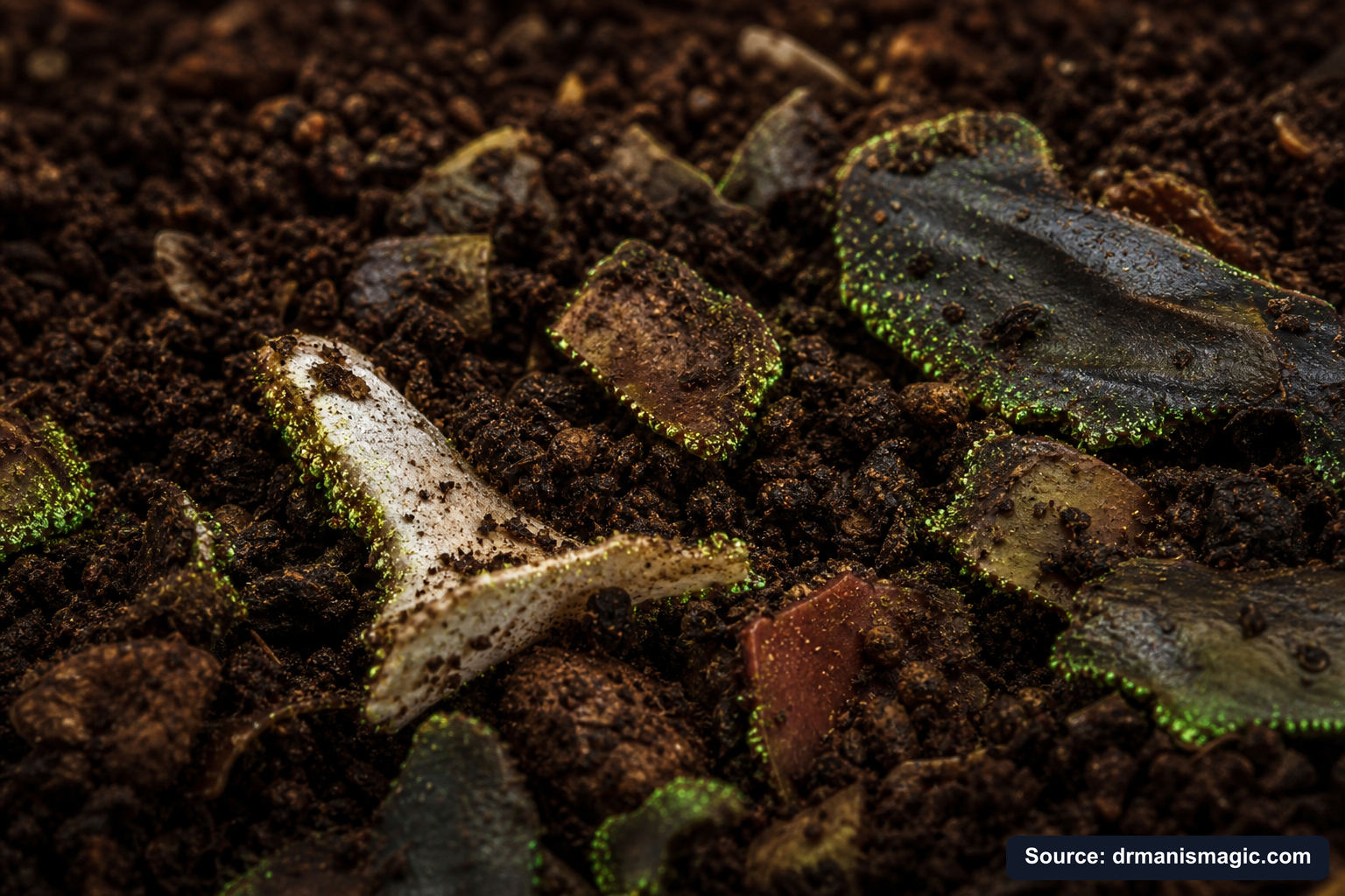 Organic fertilizer feeding soil microbes around plant roots