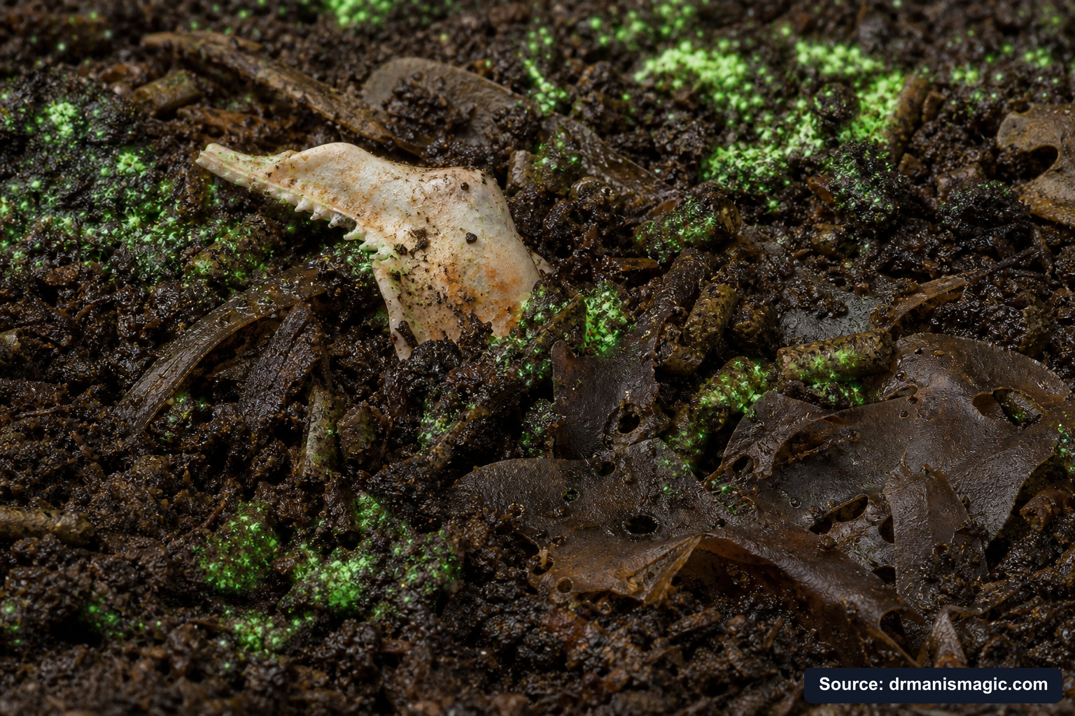 Organic fertilizer feeding soil microbes around plant roots