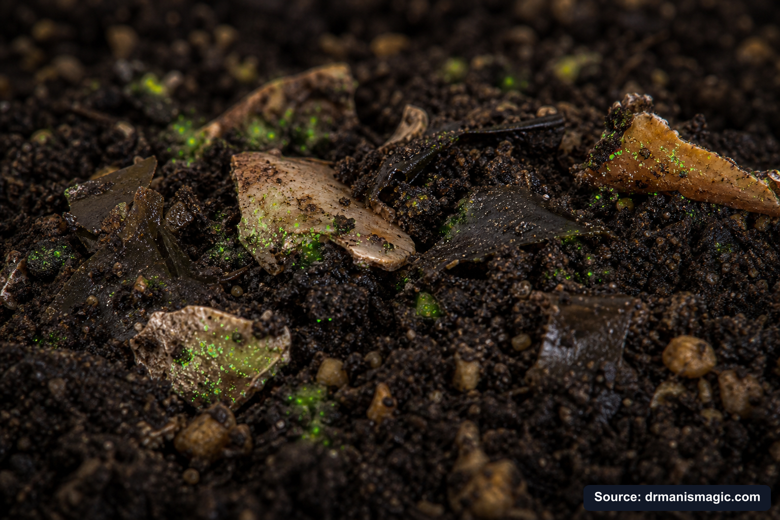 Organic fertilizer feeding soil microbes around plant roots