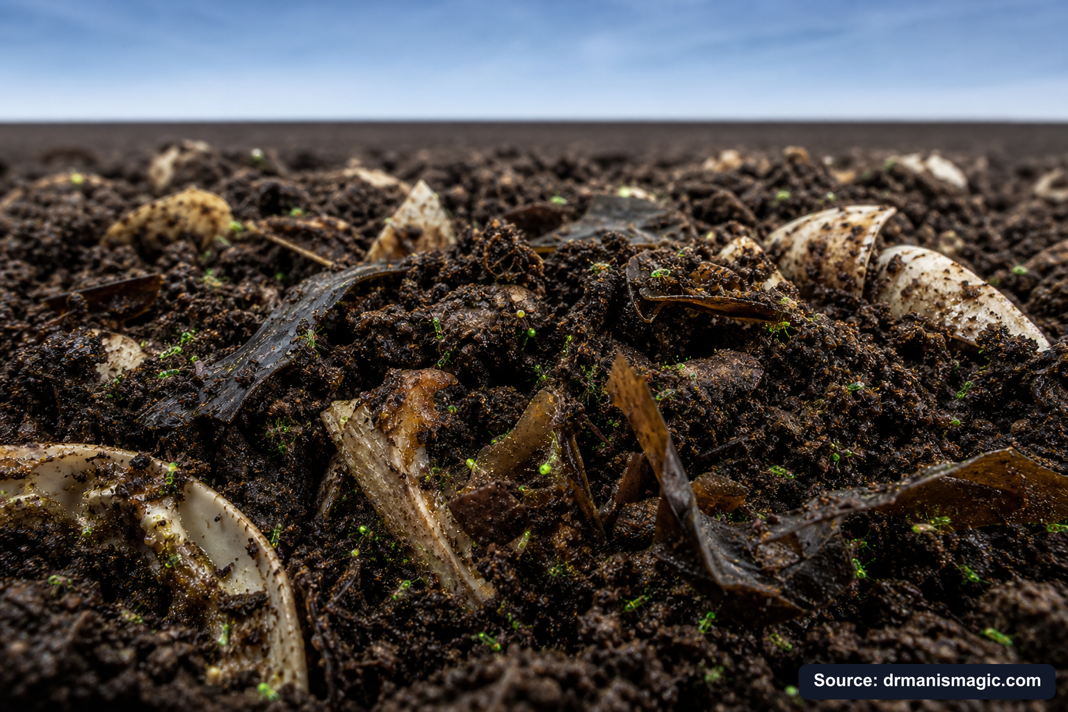 Organic fertilizer feeding soil microbes around plant roots