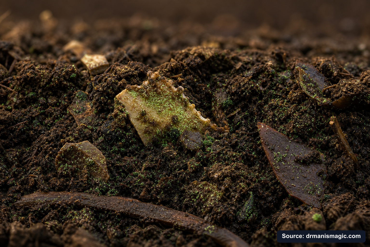 Organic fertilizer feeding soil microbes around plant roots