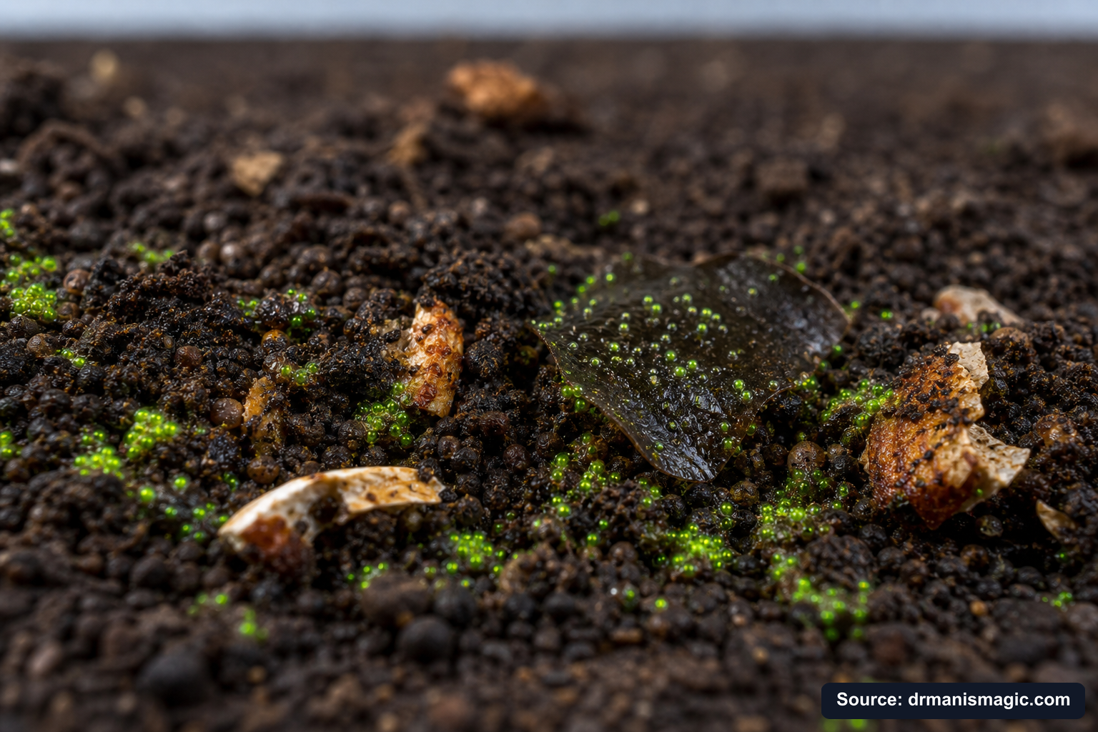 Organic fertilizer feeding soil microbes around plant roots
