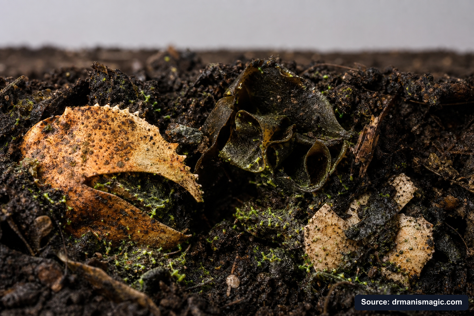 Organic fertilizer feeding soil microbes around plant roots