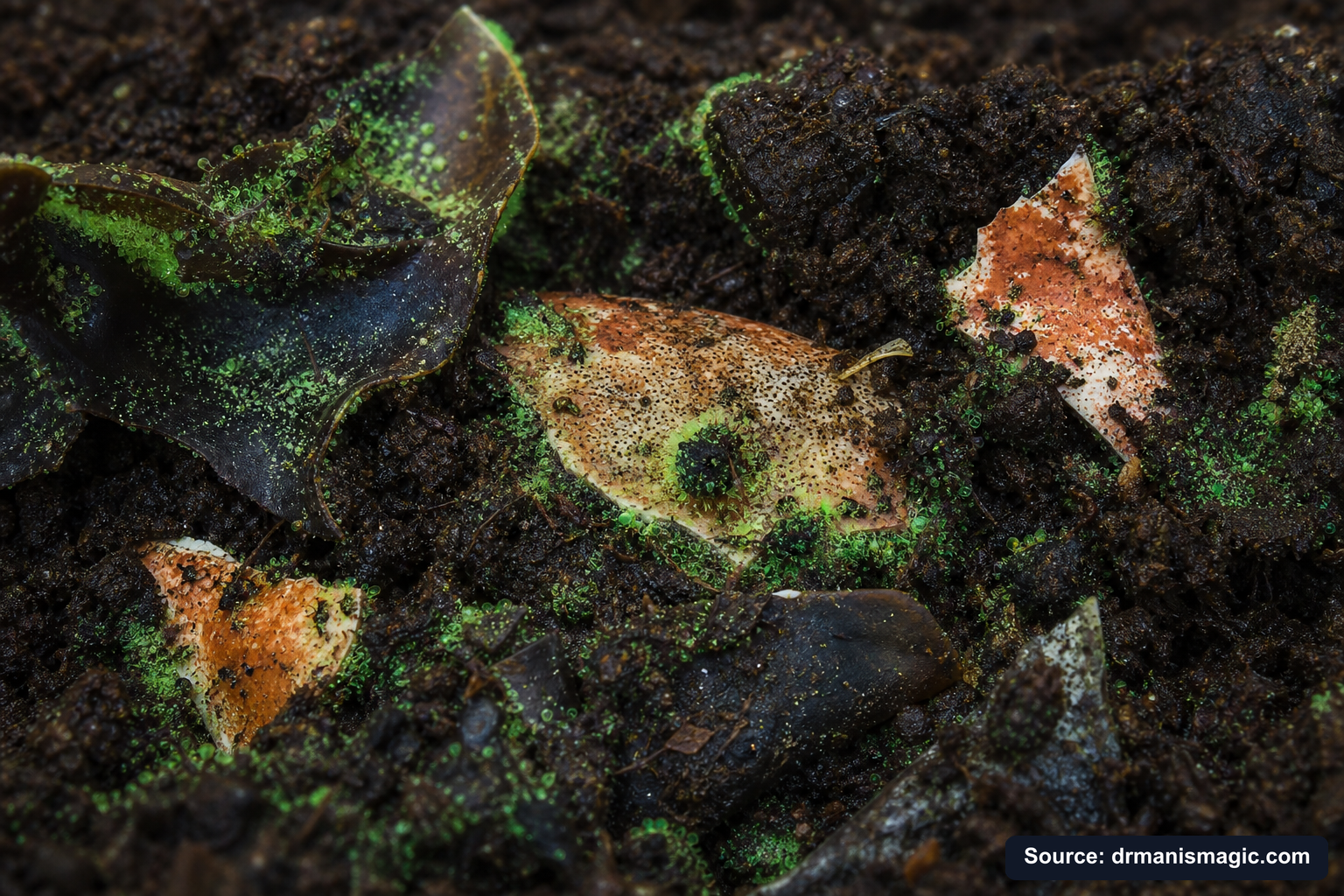 Organic fertilizer feeding soil microbes around plant roots