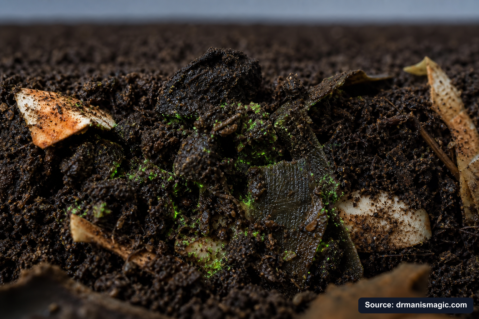 Organic fertilizer feeding soil microbes around plant roots