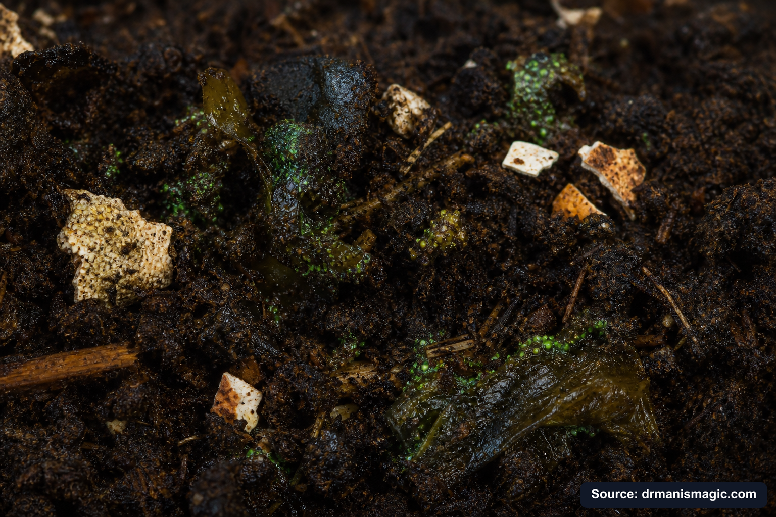 Organic fertilizer feeding soil microbes around plant roots