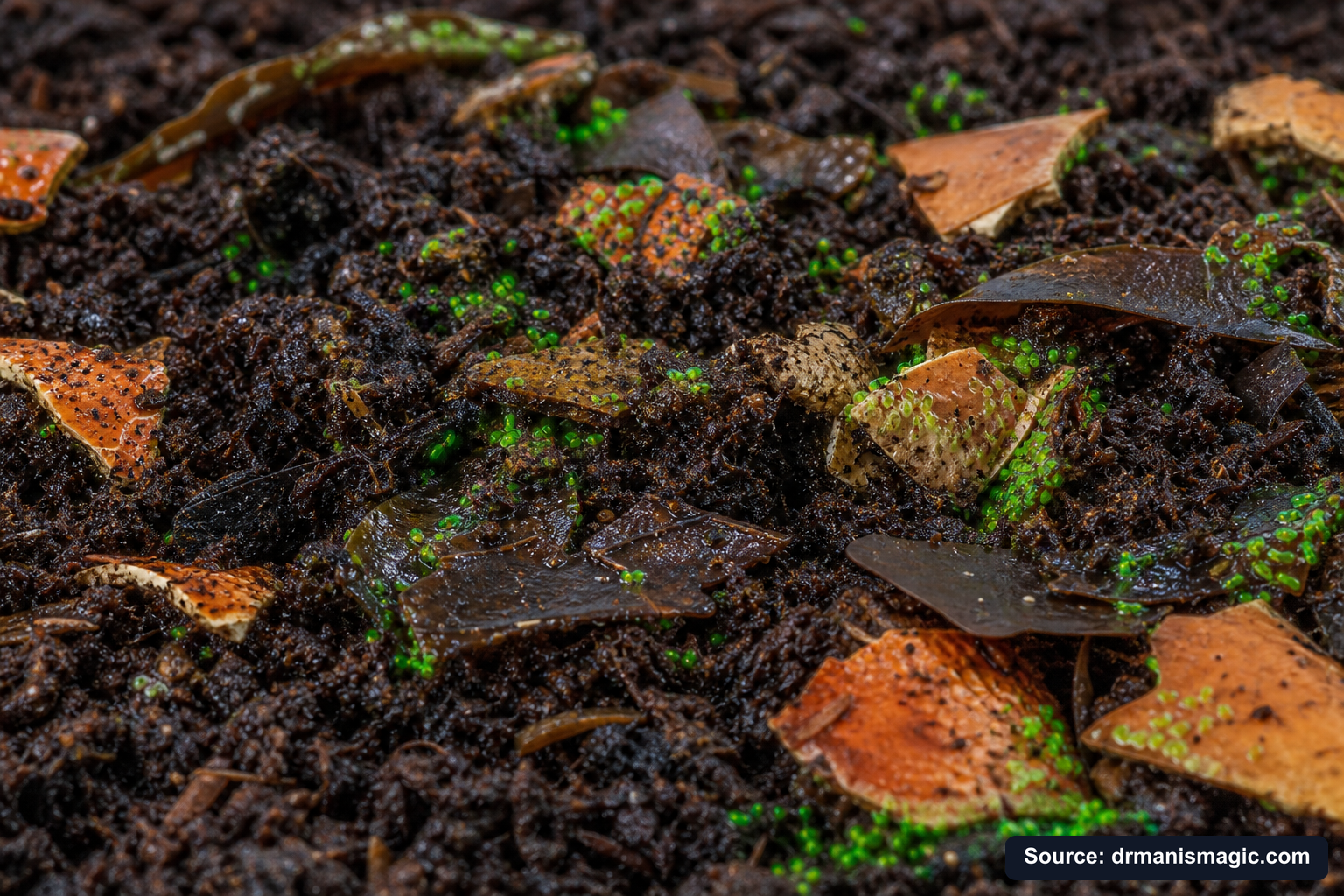 Organic fertilizer feeding soil microbes around plant roots