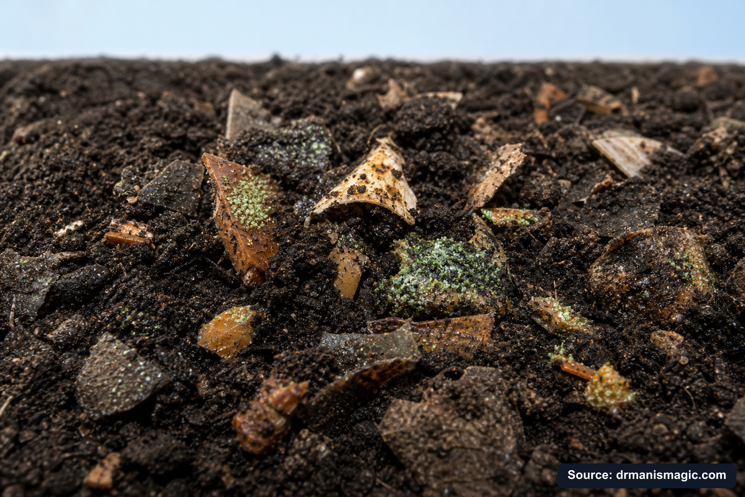 Organic fertilizer feeding soil microbes around plant roots