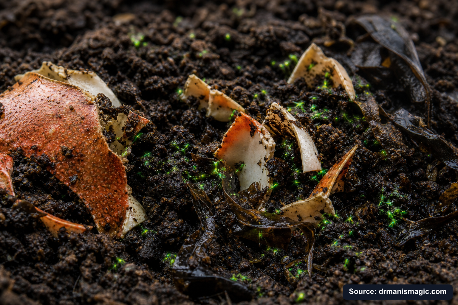 Organic fertilizer feeding soil microbes around plant roots