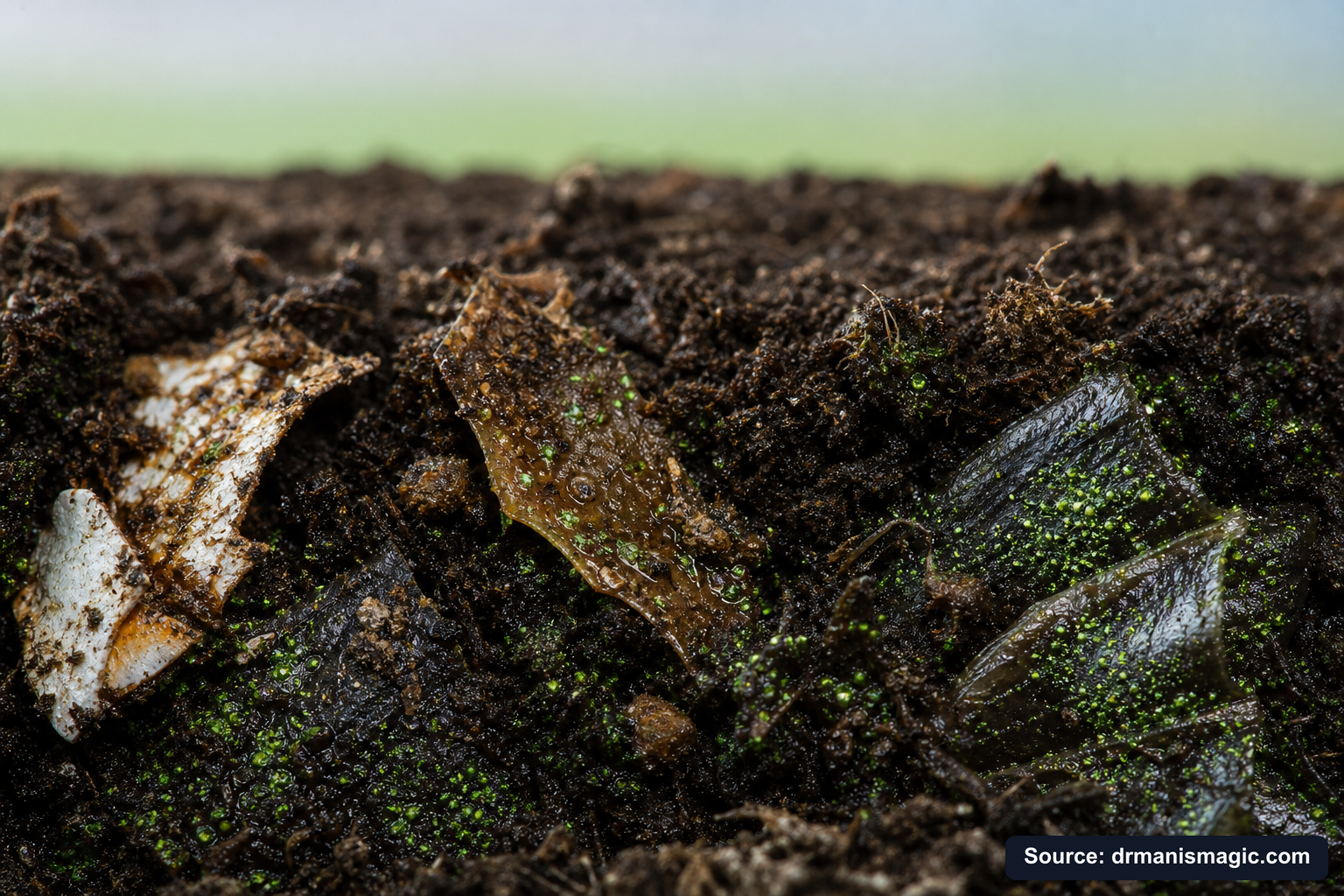 Organic fertilizer feeding soil microbes around plant roots