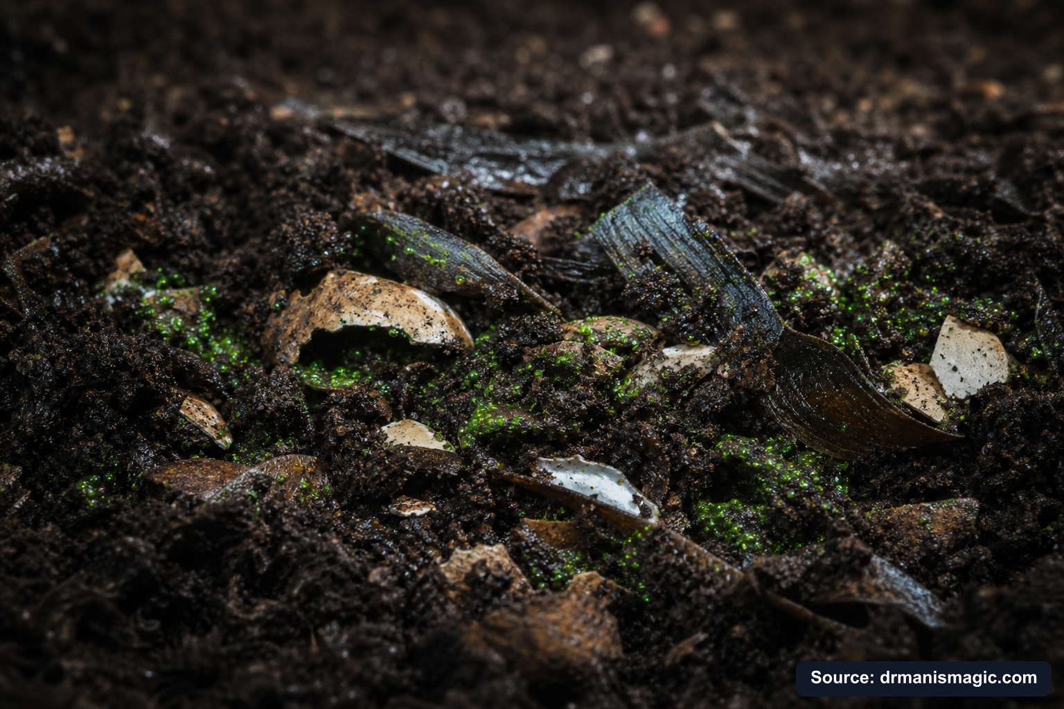 Organic fertilizer feeding soil microbes around plant roots