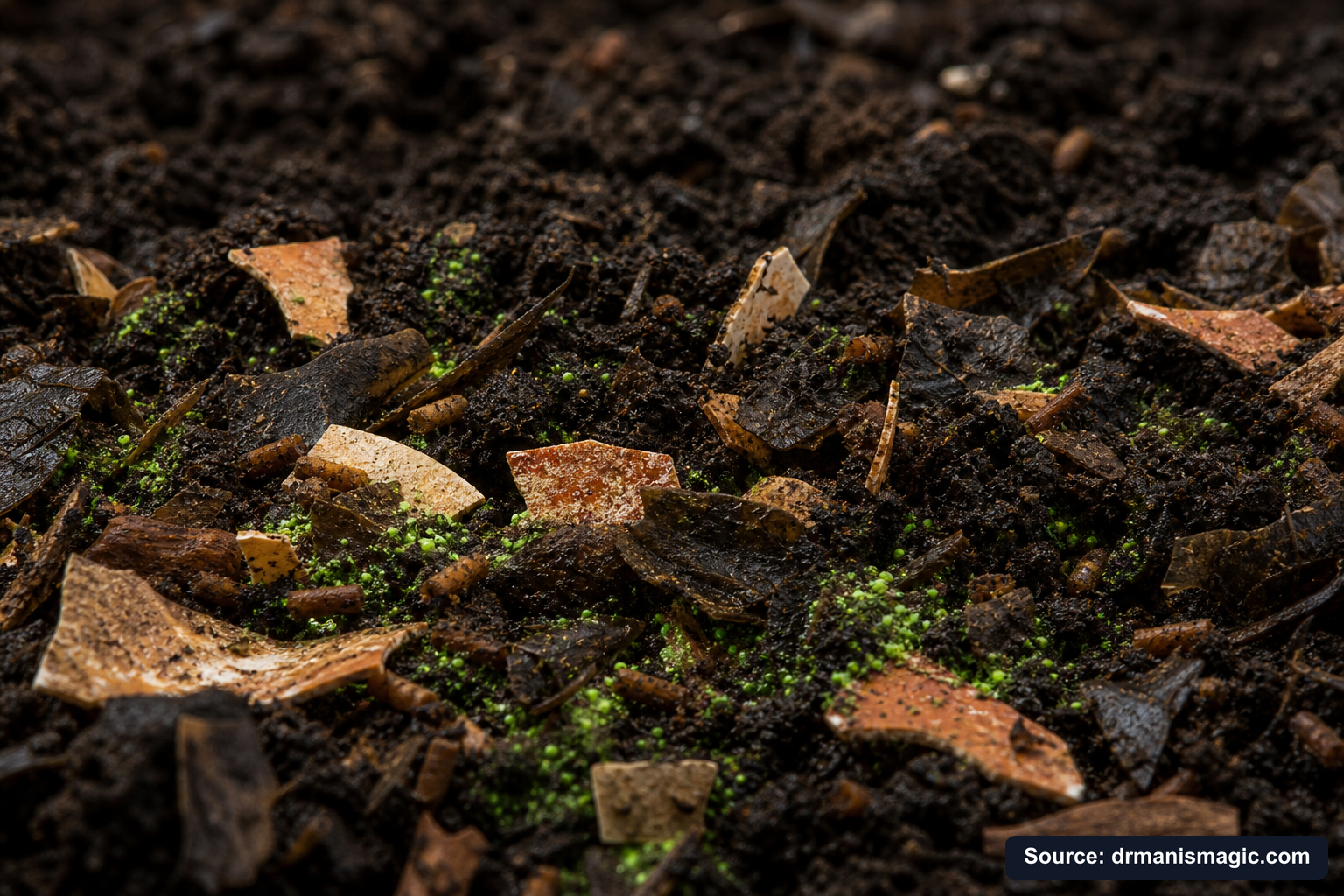 Organic fertilizer feeding soil microbes around plant roots