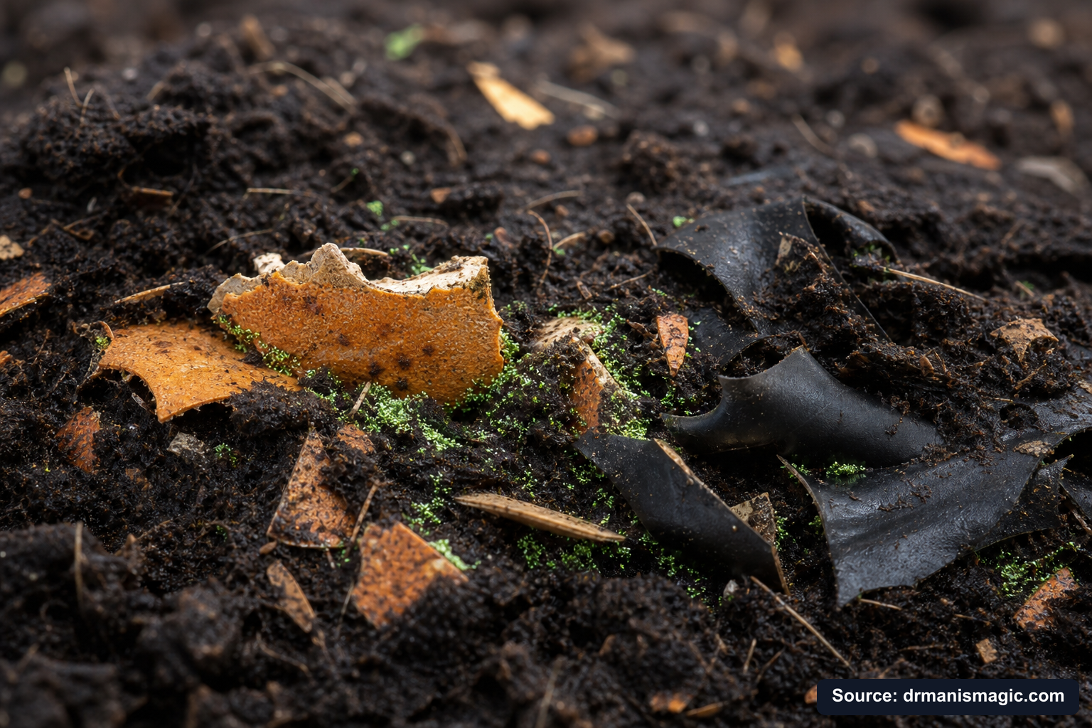 Organic fertilizer feeding soil microbes around plant roots