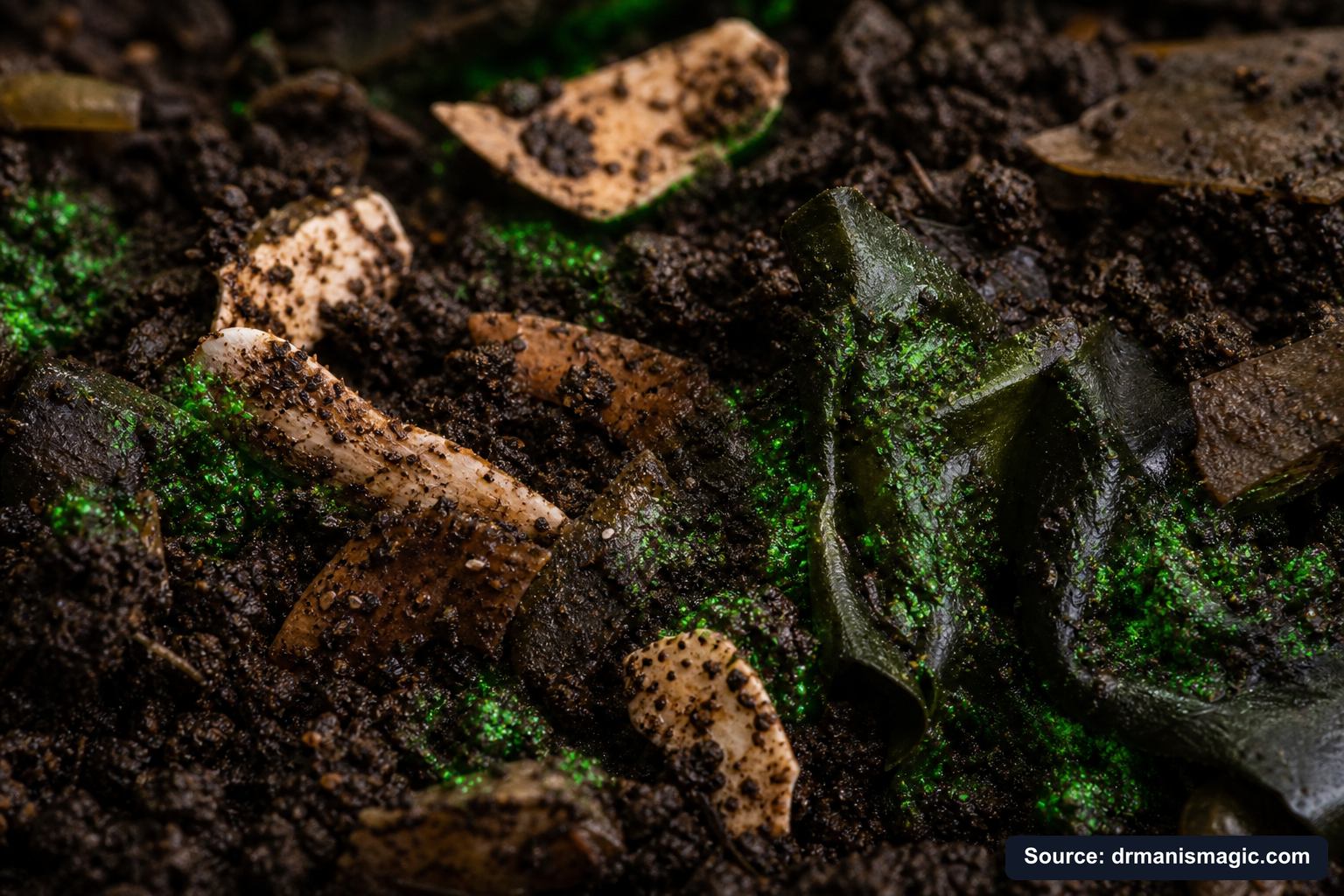 Organic fertilizer feeding soil microbes around plant roots