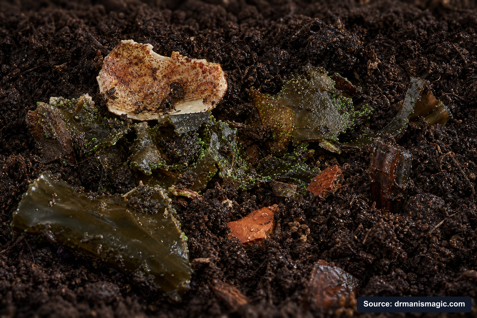 Organic fertilizer feeding soil microbes around plant roots