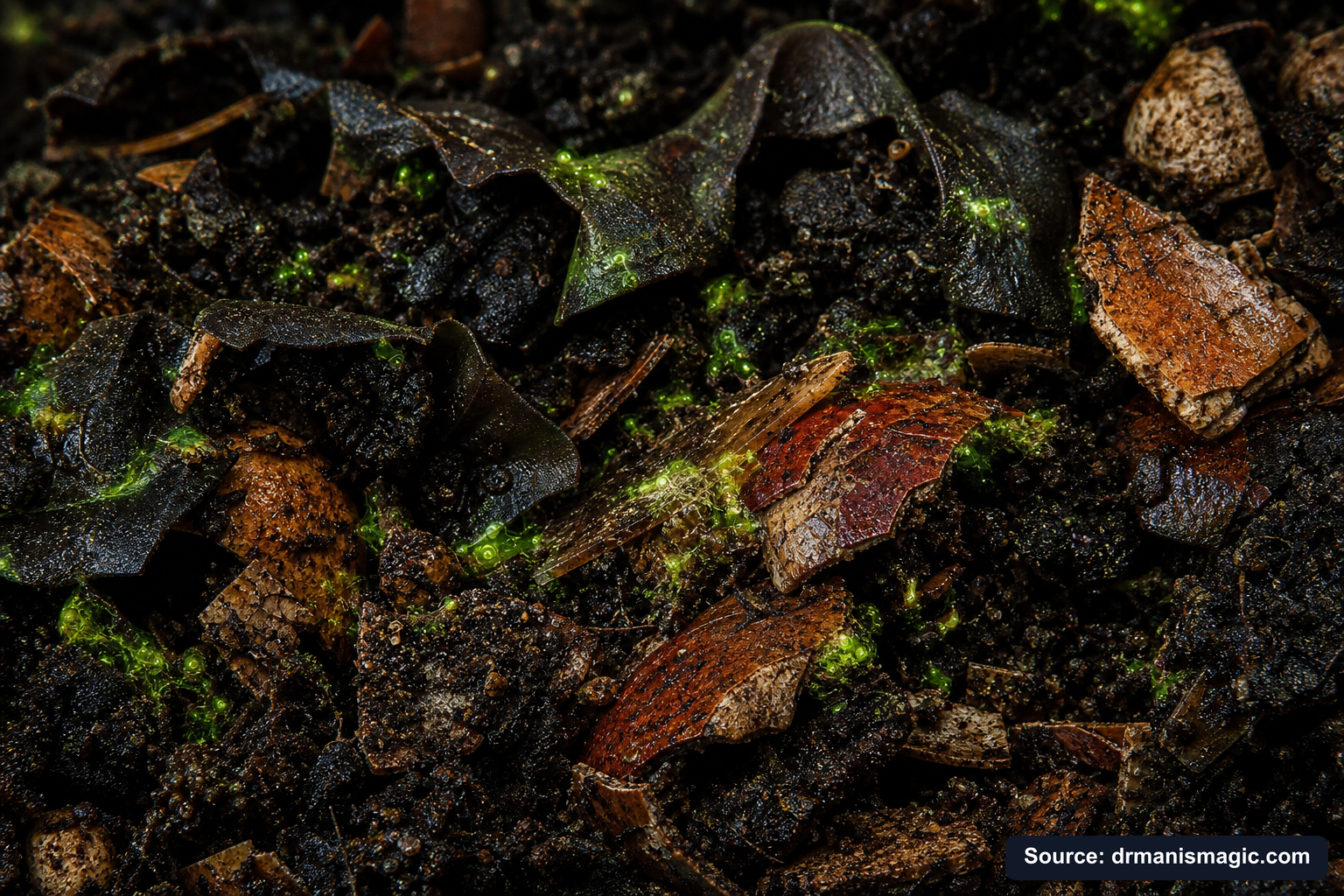 Organic fertilizer feeding soil microbes around plant roots