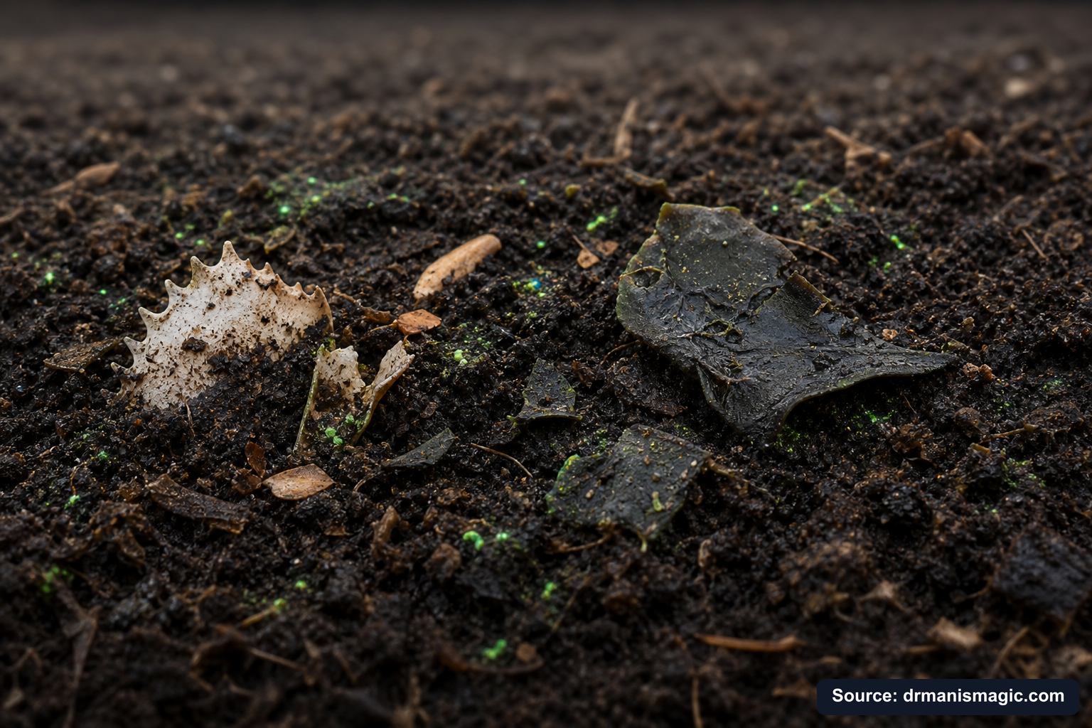 Organic fertilizer feeding soil microbes around plant roots