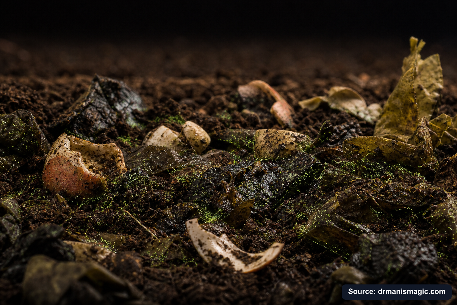 Organic fertilizer feeding soil microbes around plant roots