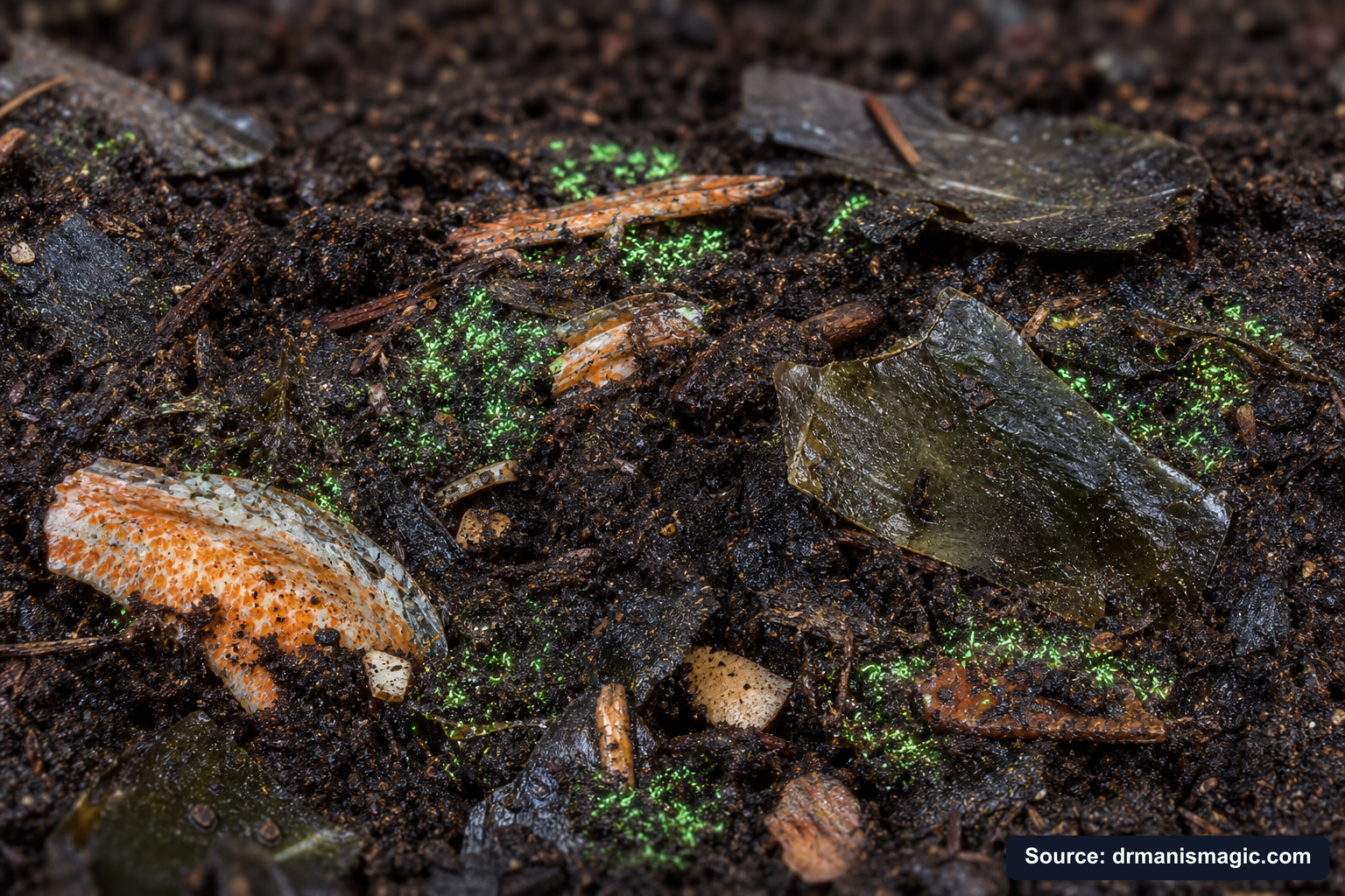 Organic fertilizer feeding soil microbes around plant roots