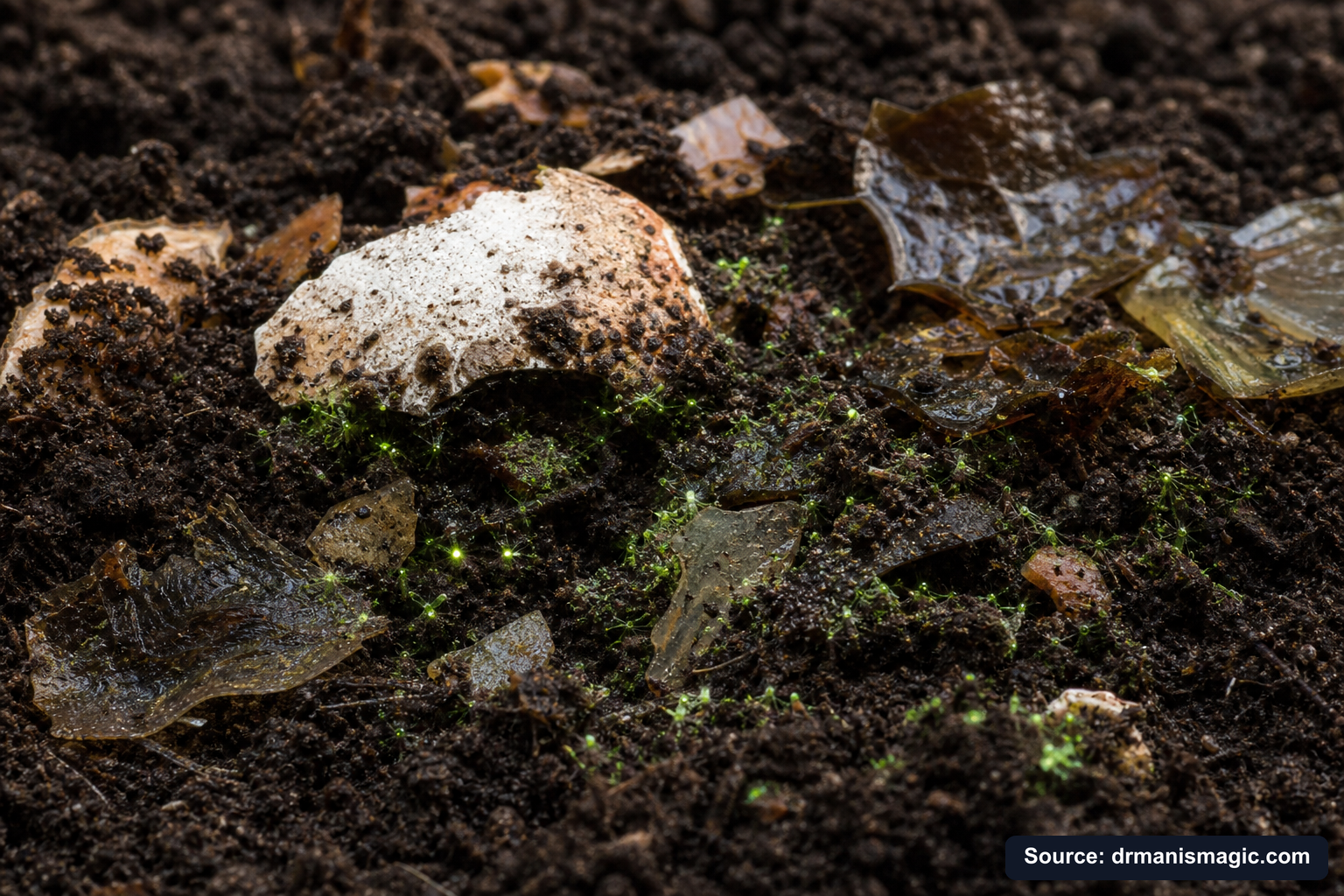 Organic fertilizer feeding soil microbes around plant roots