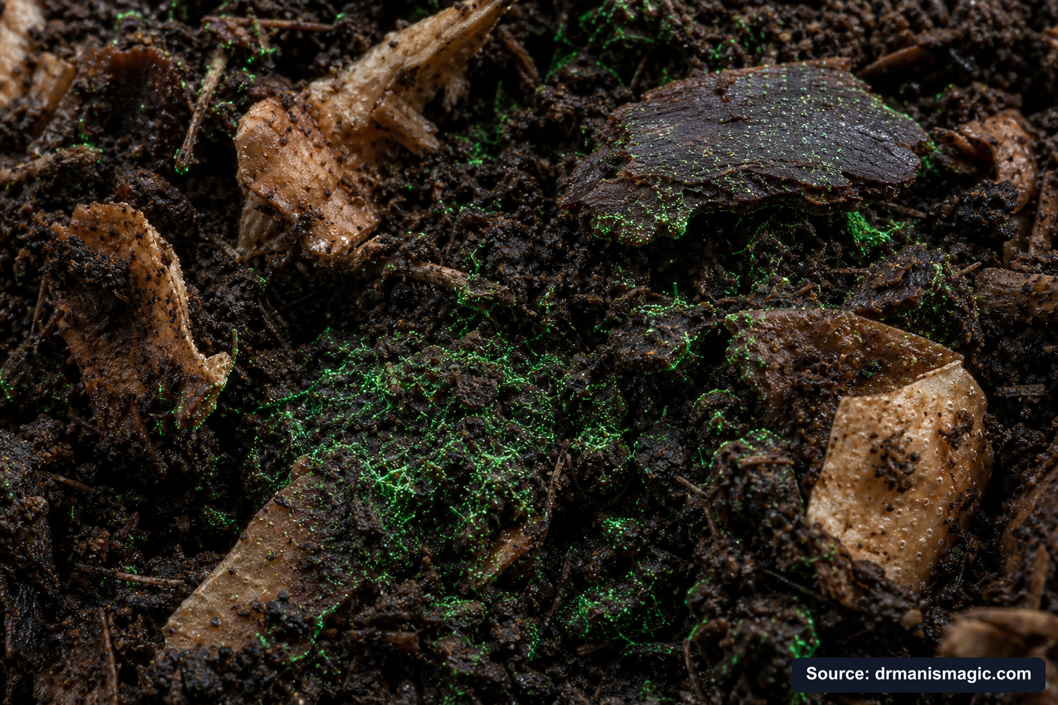 Organic fertilizer feeding soil microbes around plant roots