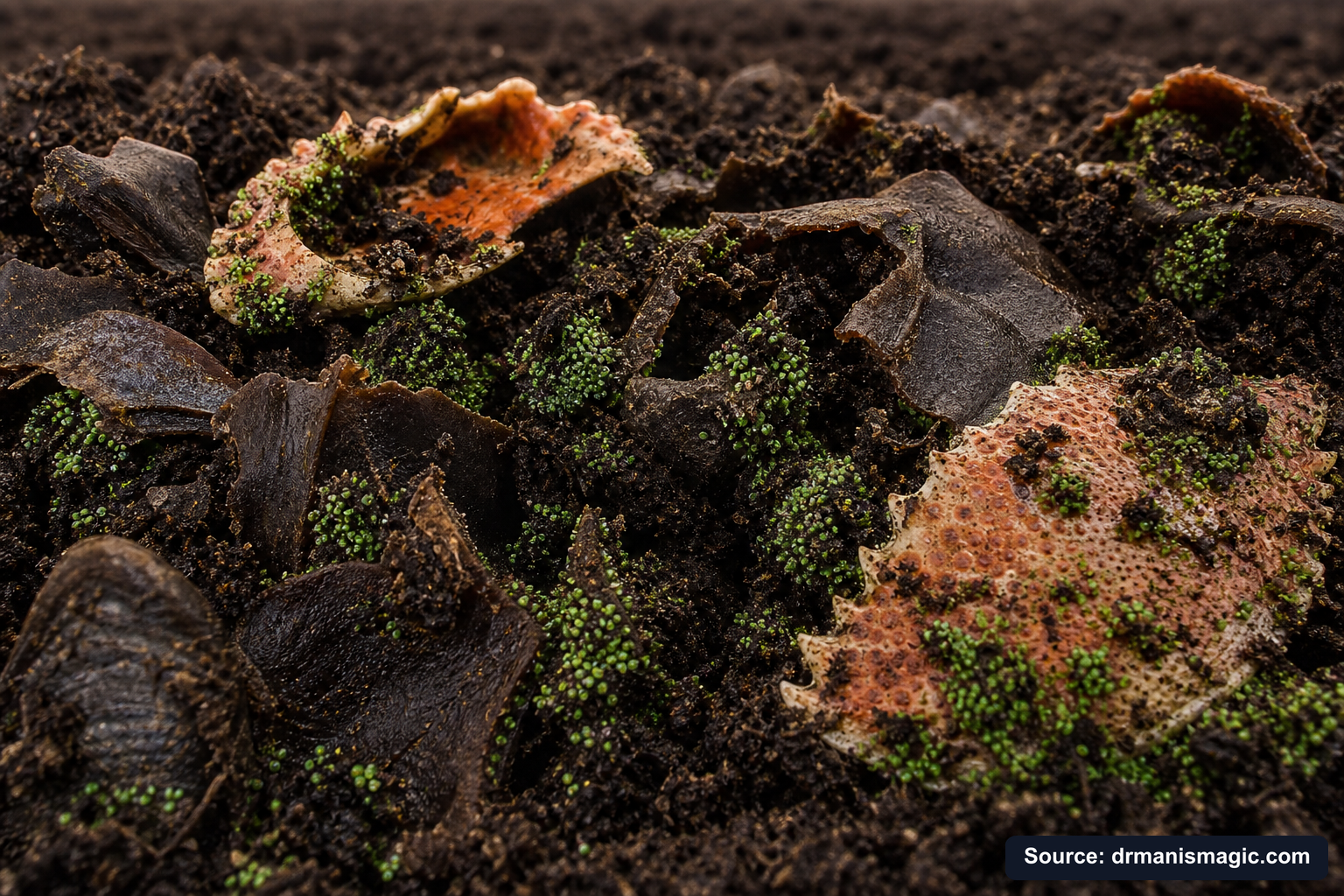 Organic fertilizer feeding soil microbes around plant roots