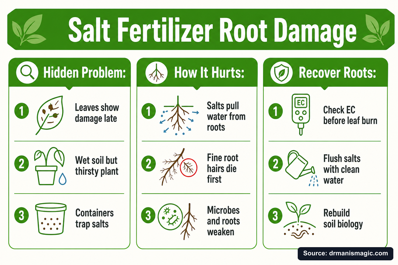 Salt Fertilizer Root Damage infographic