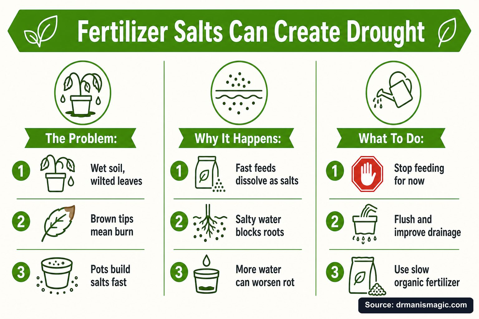 Fertilizer Salts Can Create Drought infographic