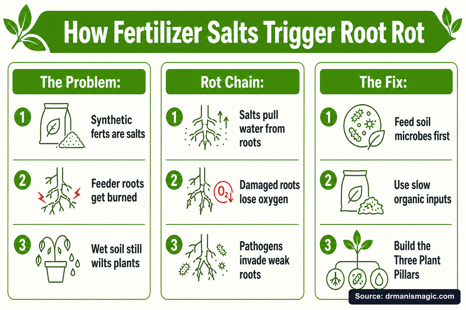 How Fertilizer Salts Trigger Root Rot infographic