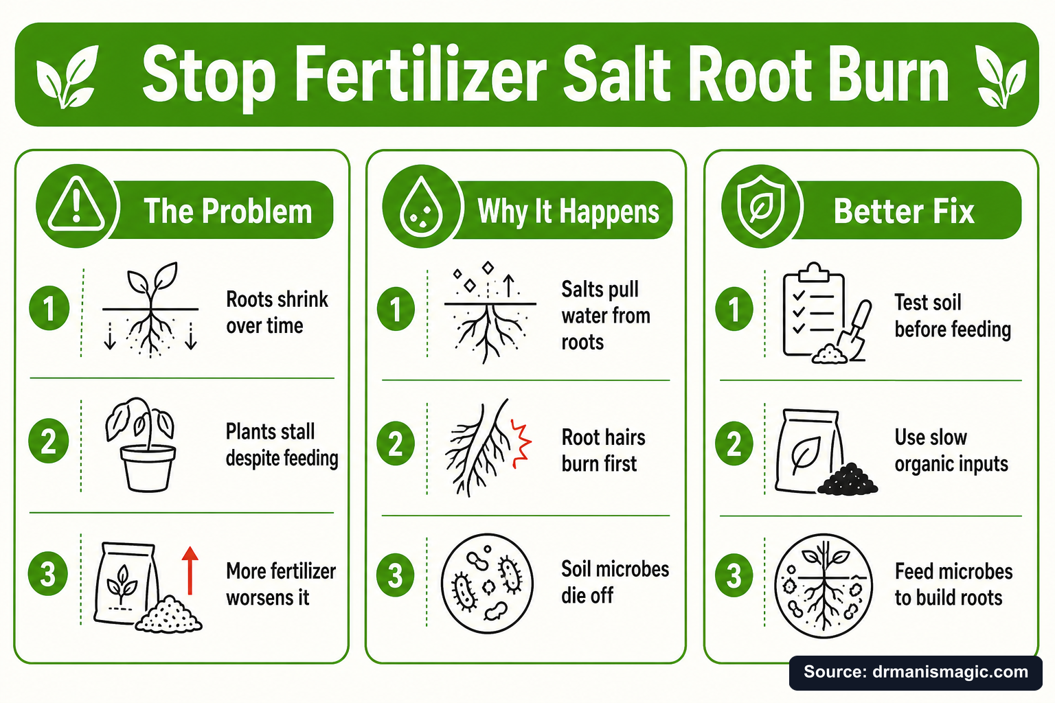 Stop Fertilizer Salt Root Burn infographic