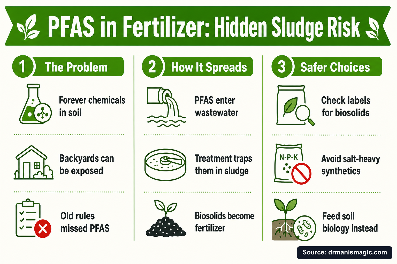 PFAS in Fertilizer: Hidden Sludge Risk infographic