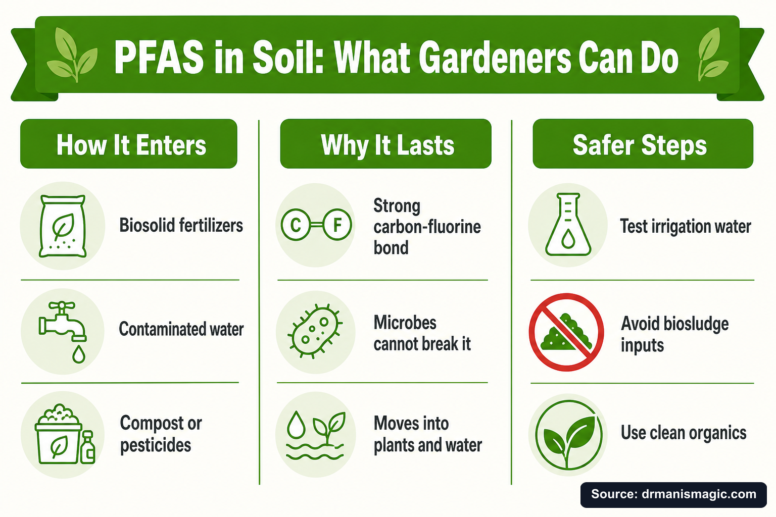 PFAS in Soil: What Gardeners Can Do infographic