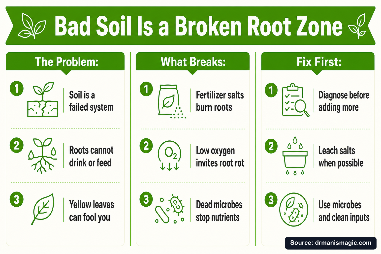 Bad Soil Is a Broken Root Zone infographic