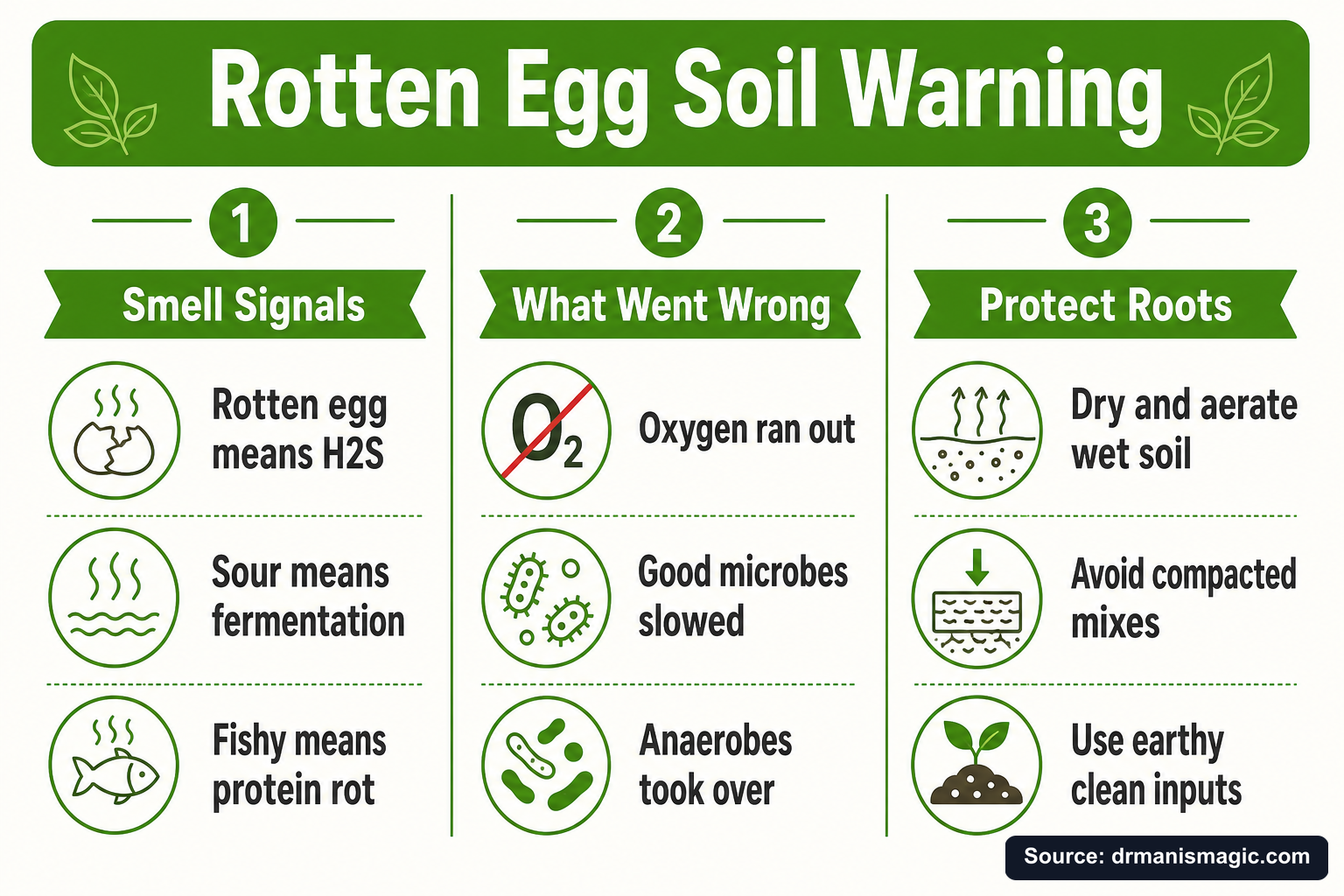 Rotten Egg Soil Warning infographic