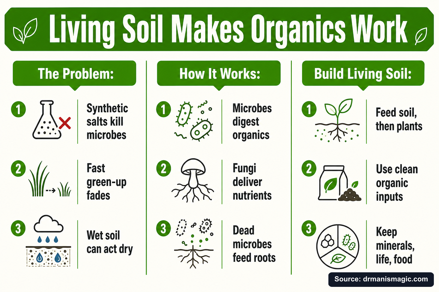 Living Soil Makes Organics Work infographic