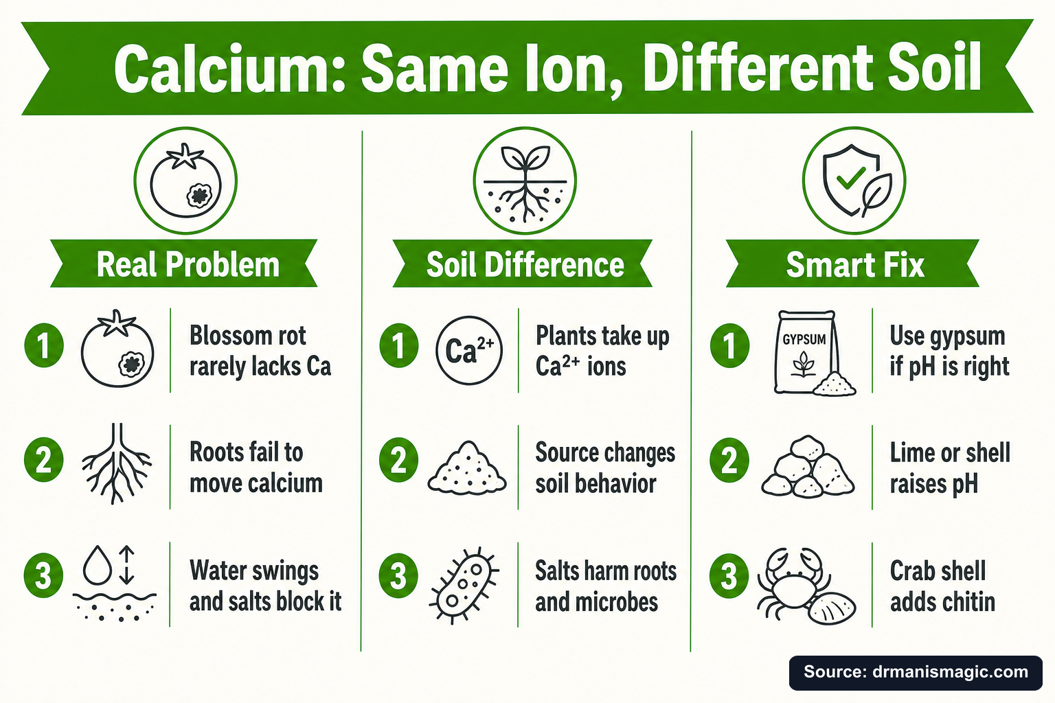 Calcium: Same Ion, Different Soil infographic
