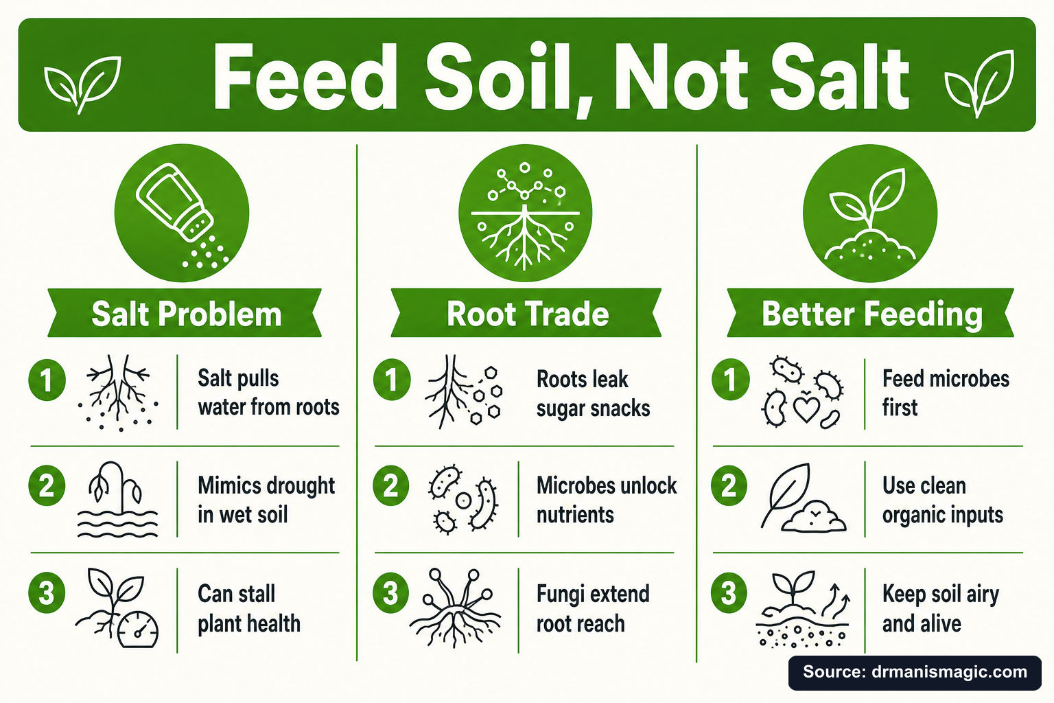 Feed Soil, Not Salt infographic