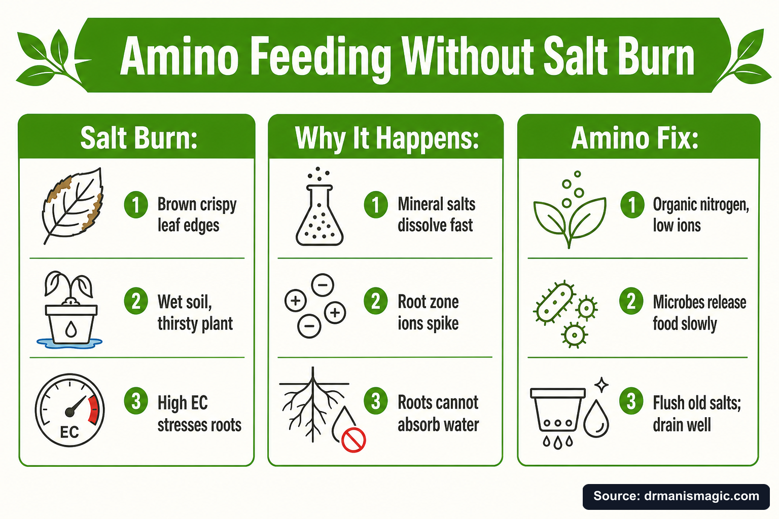 Amino Feeding Without Salt Burn infographic