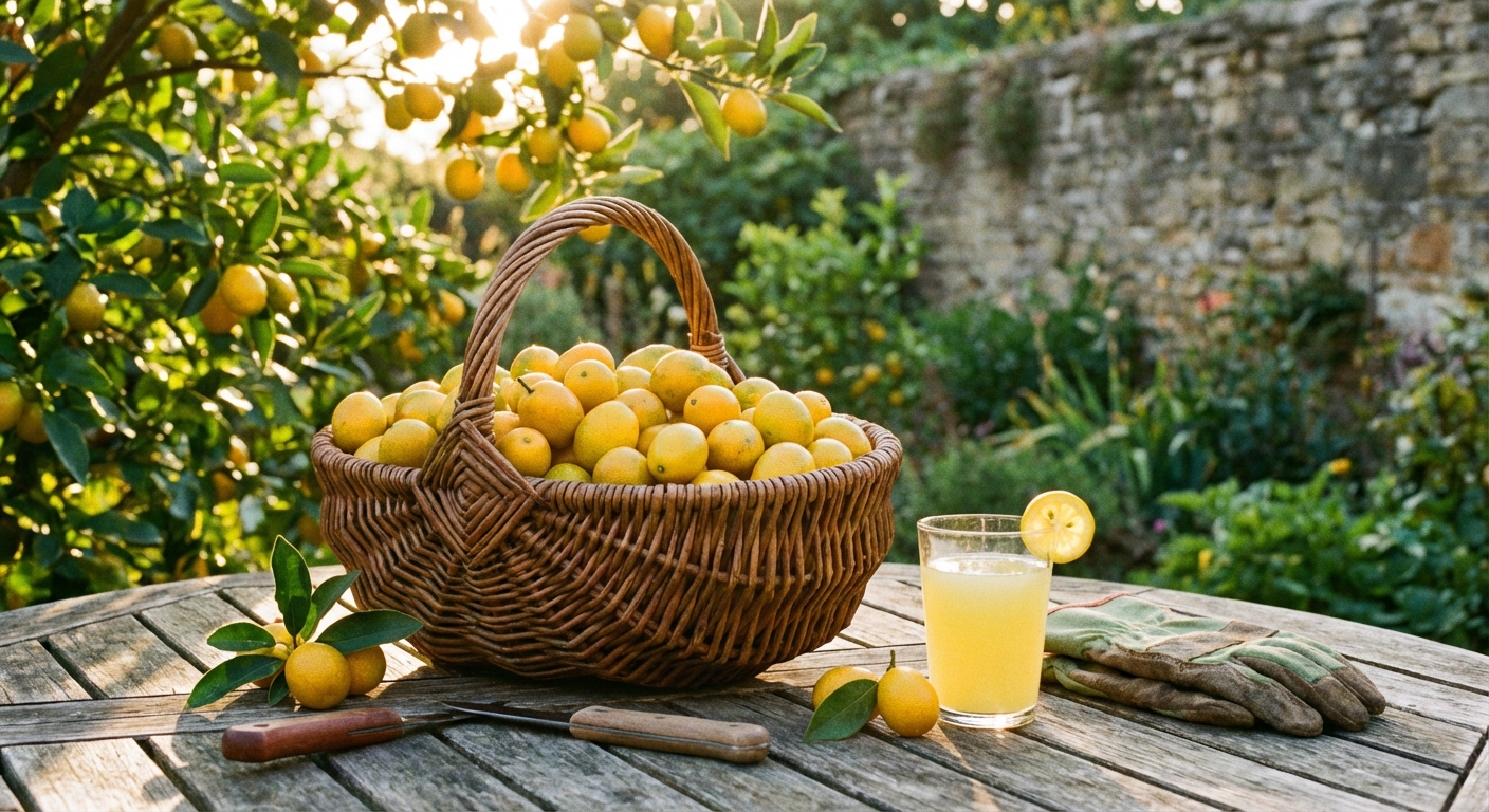 Bountiful harvest of Eustis Limequat fruit in a basket