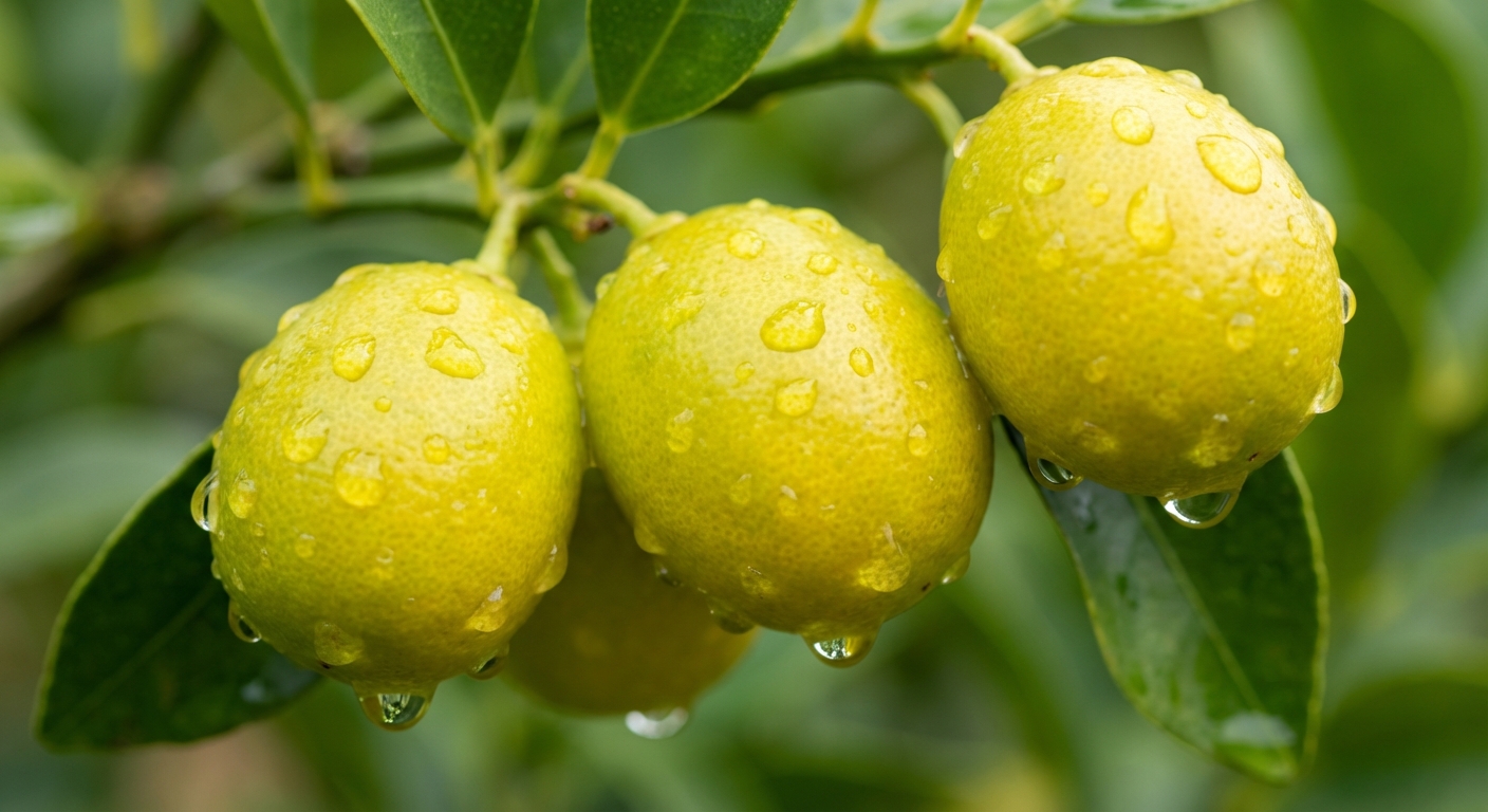 Fresh Eustis Limequat fruit close-up on branch showing ripe eustis limequat