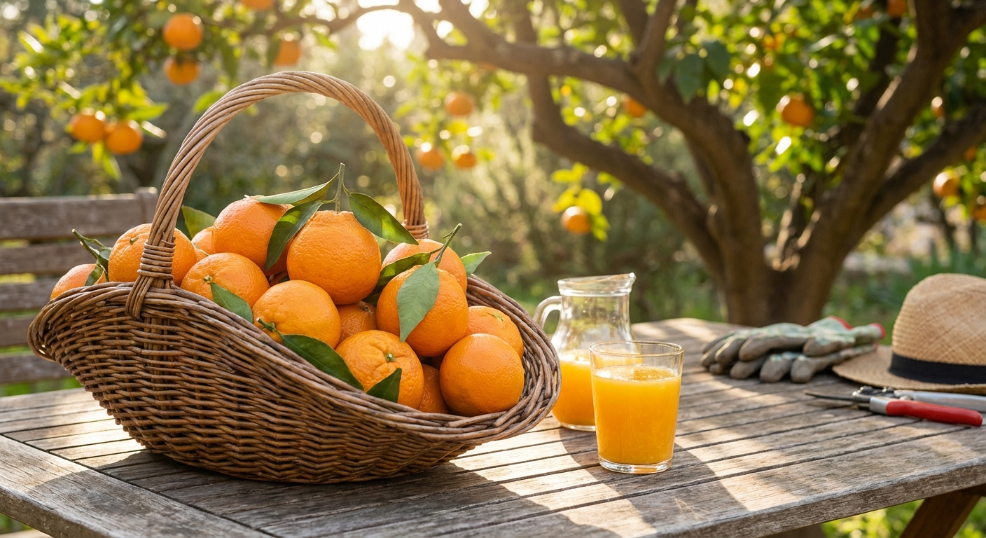 Bountiful harvest of Ponkan Mandarin fruit in a basket