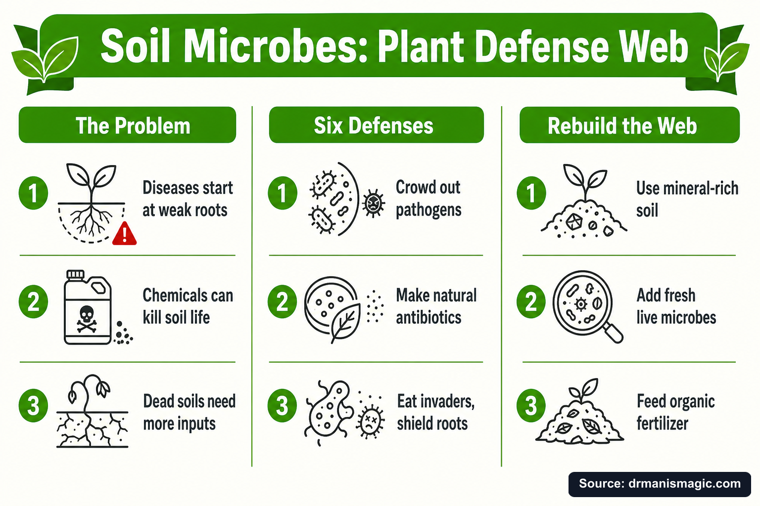 Soil Microbes: Plant Defense Web infographic