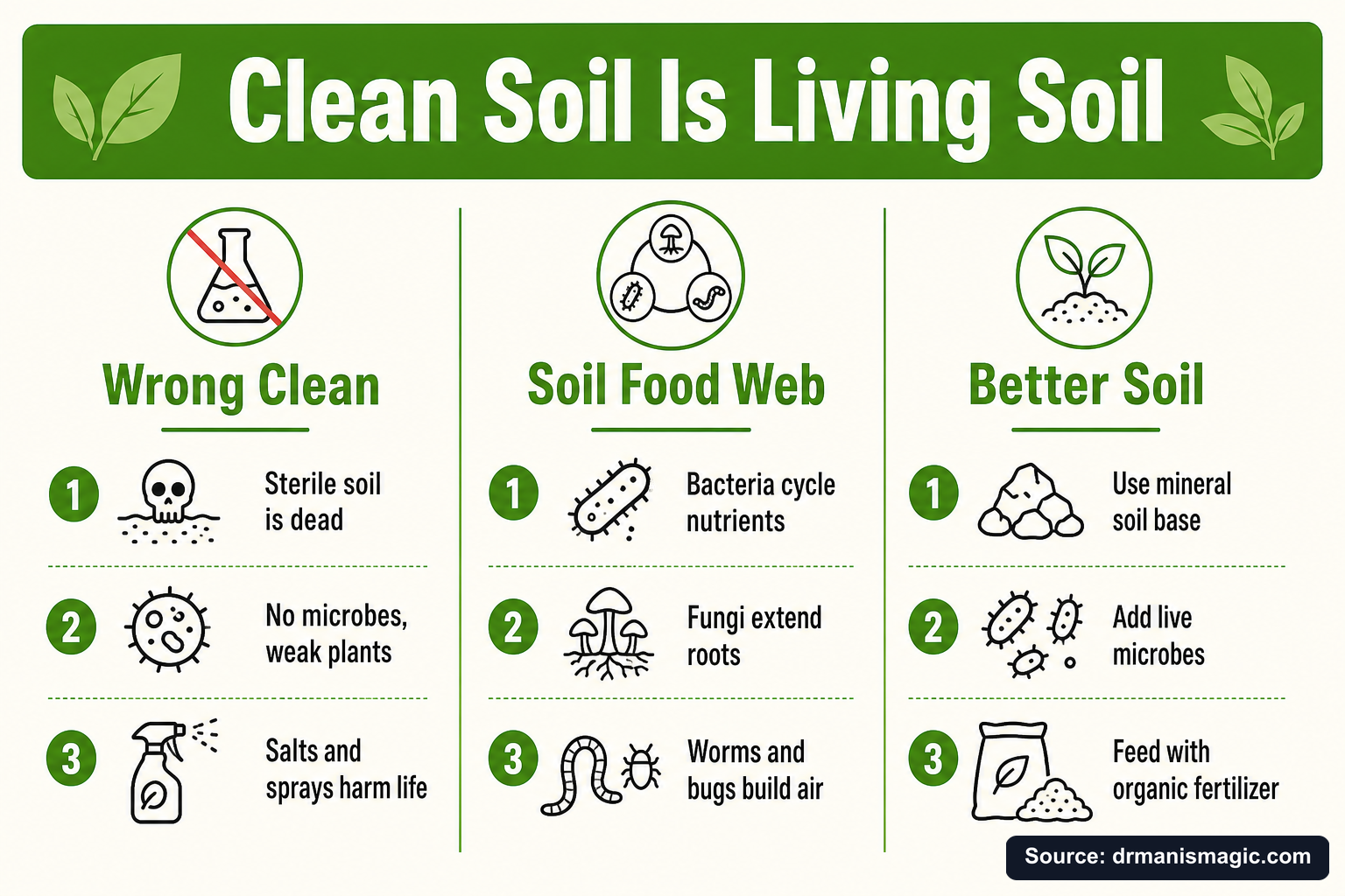 Clean Soil Is Living Soil infographic