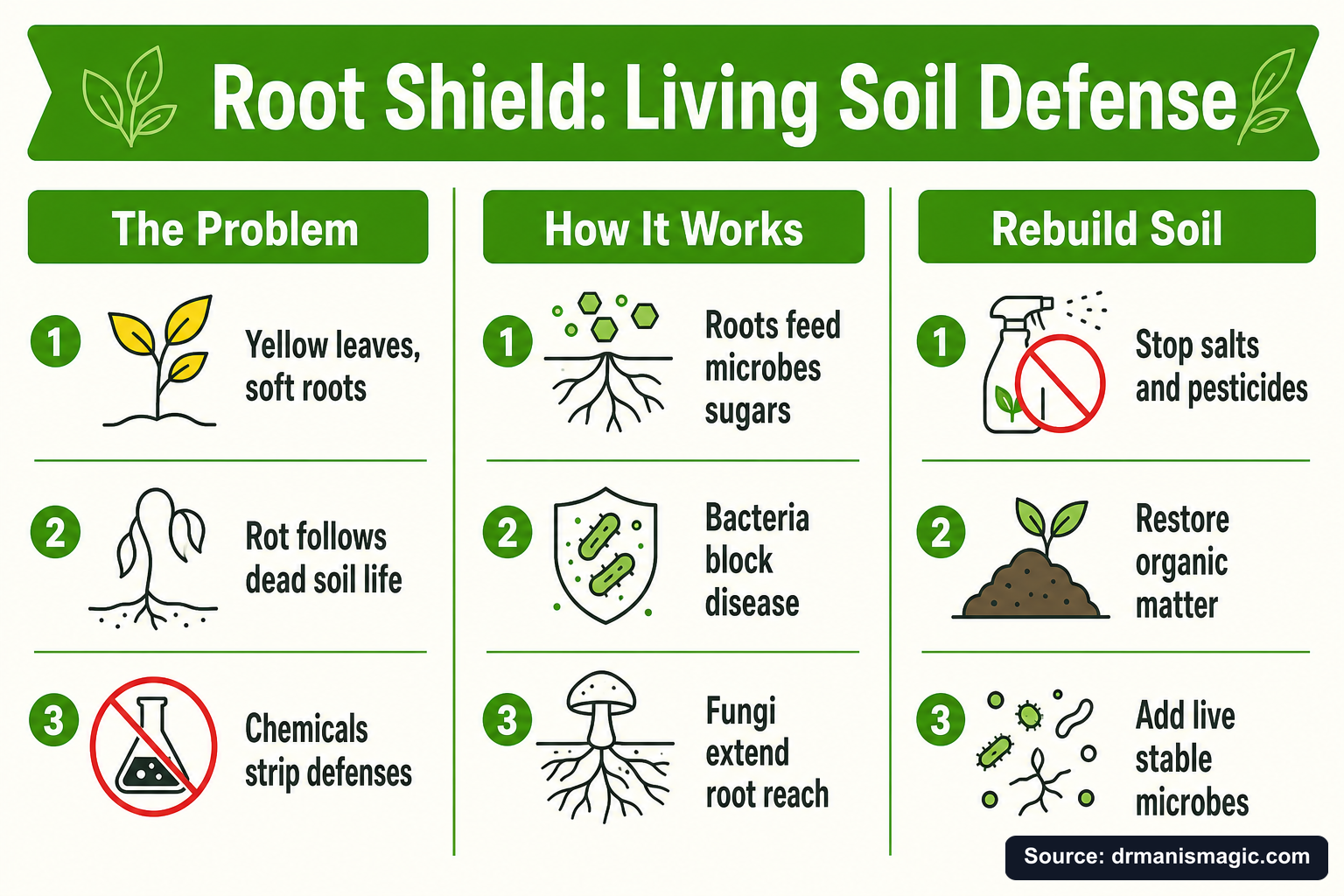 Root Shield: Living Soil Defense infographic