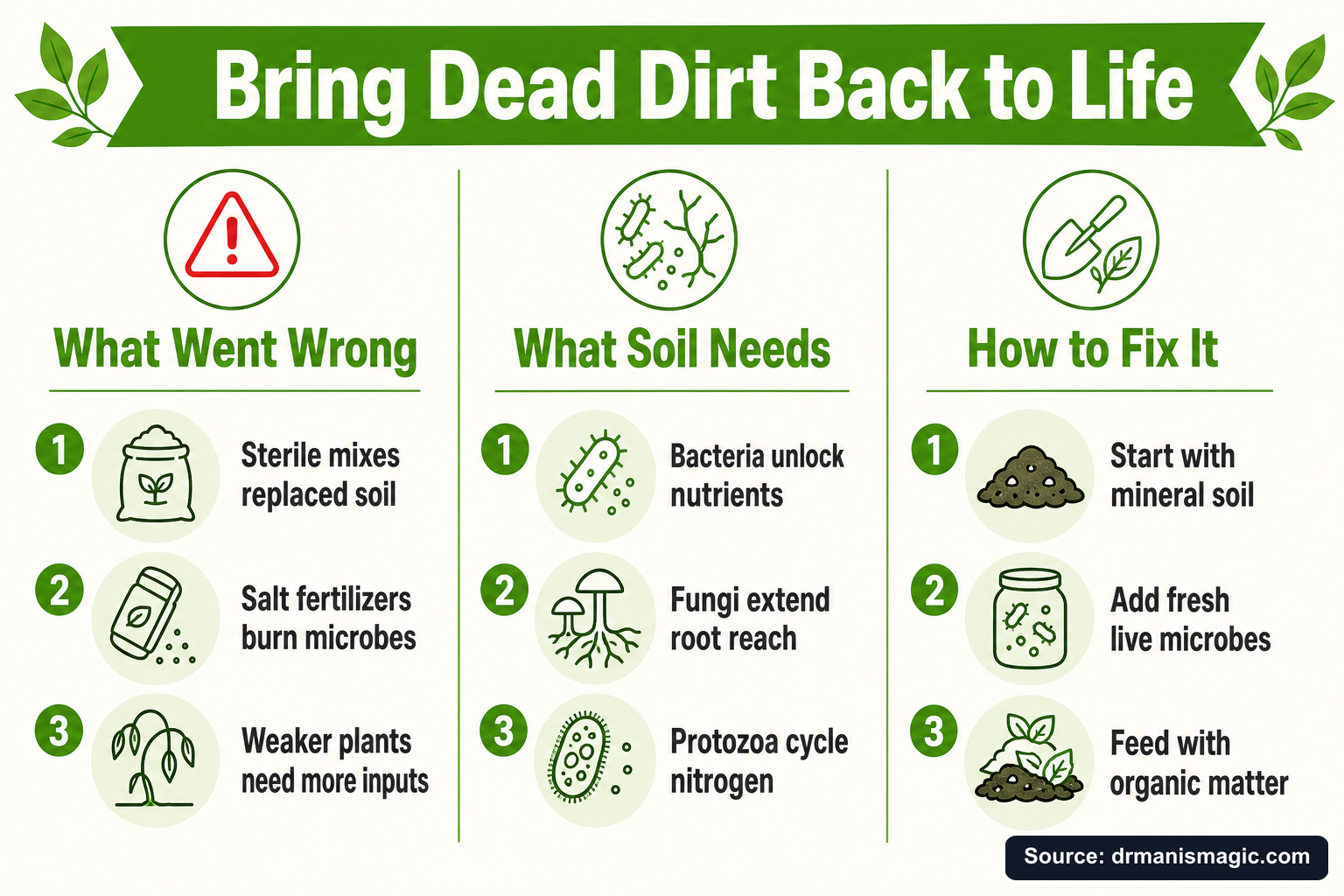 Bring Dead Dirt Back to Life infographic